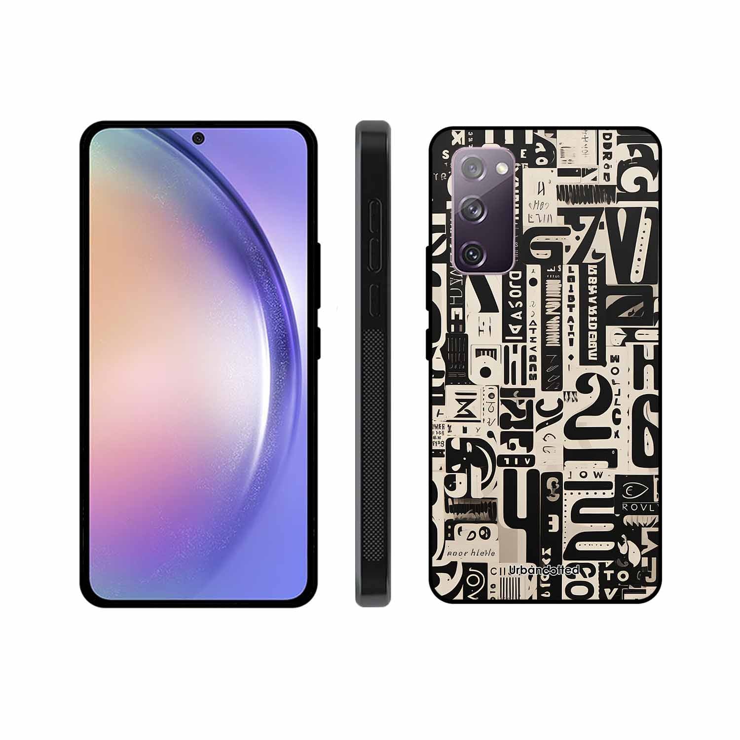 Abstract Typography Collage Glass Case For Samsung S20 FE