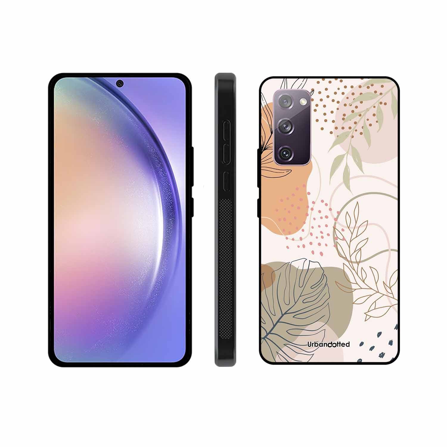 Minimalist Leaf Pattern Glass Case For Samsung S20 FE