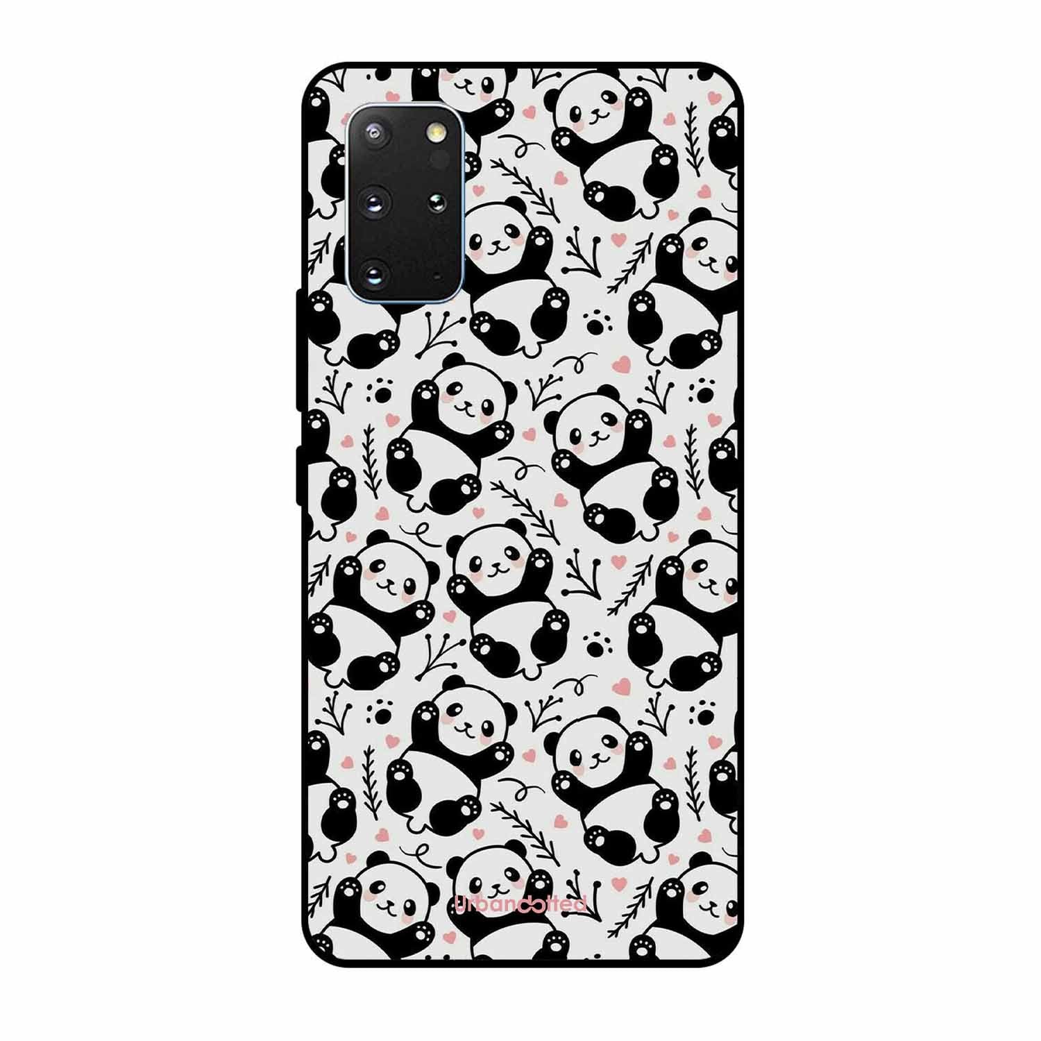 Cute Doodle Panda Glass Case For Samsung S20 Plus