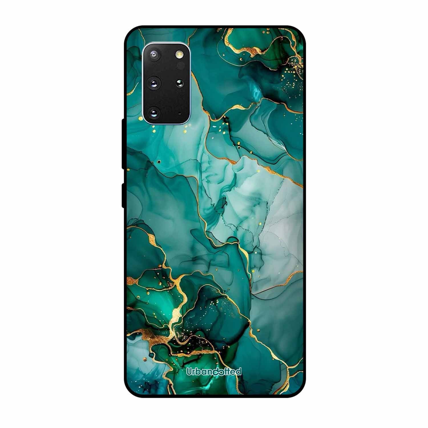 Emerald Green Gold Marble Glass Case For Samsung S20 Plus