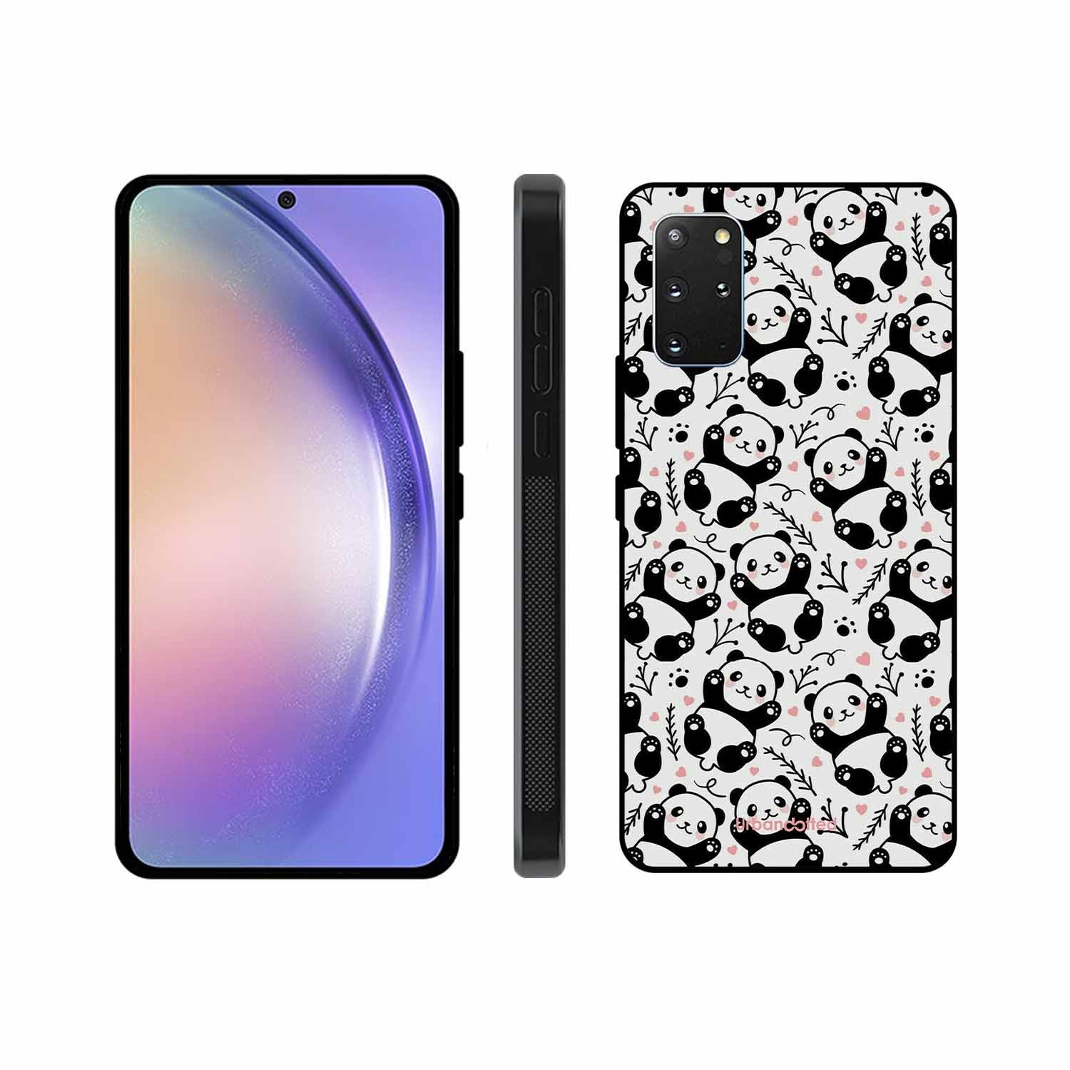 Cute Doodle Panda Glass Case For Samsung S20 Plus