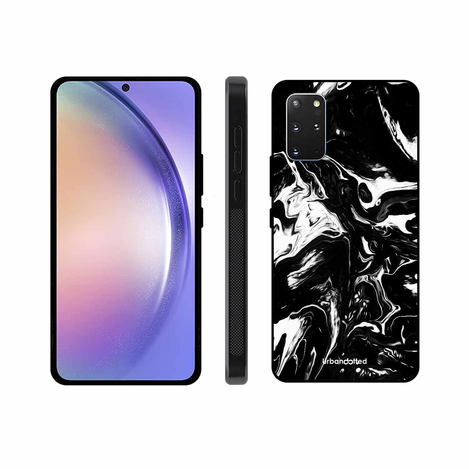 Dark Marble Texture Glass Case For Samsung S20 Plus