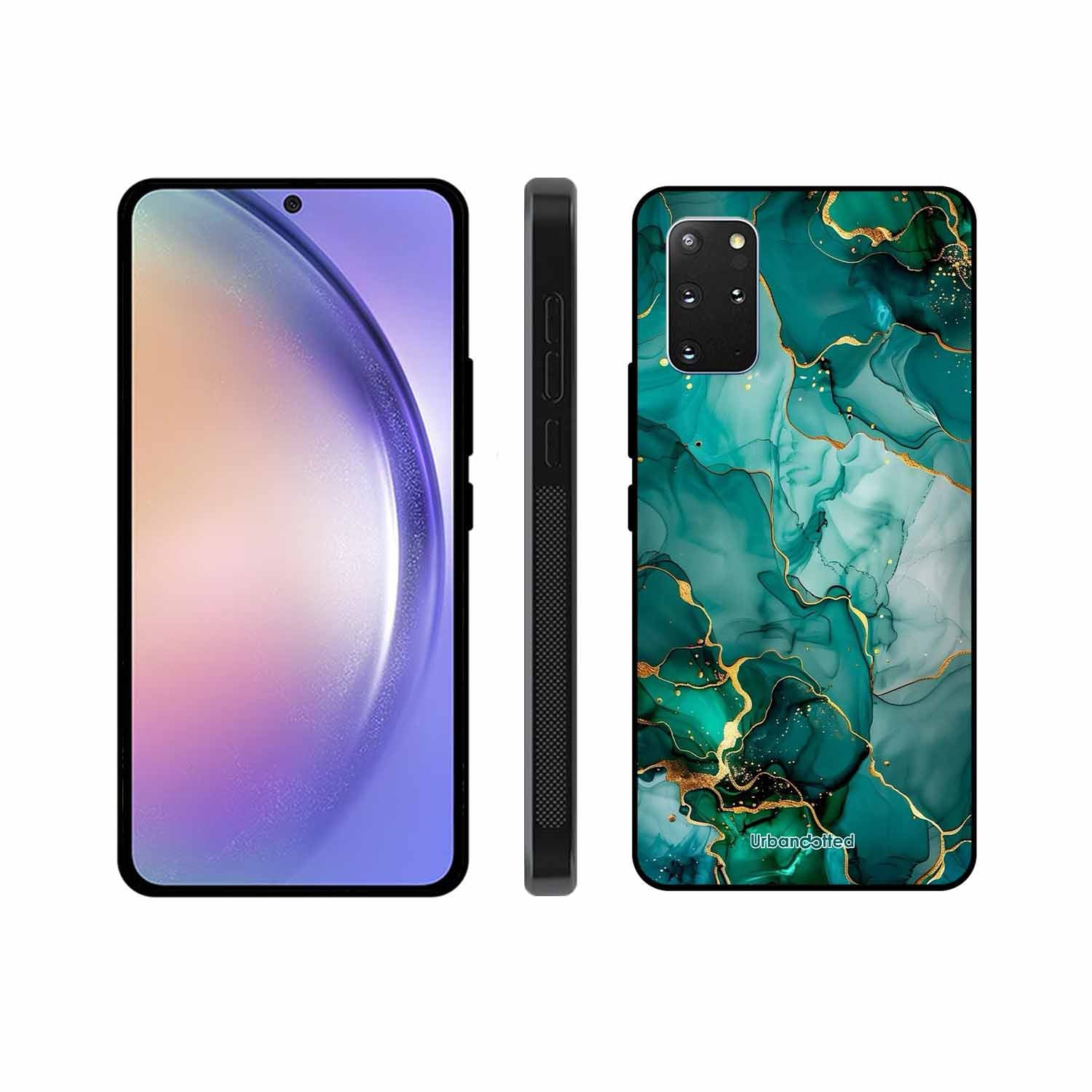 Emerald Green Gold Marble Glass Case For Samsung S20 Plus