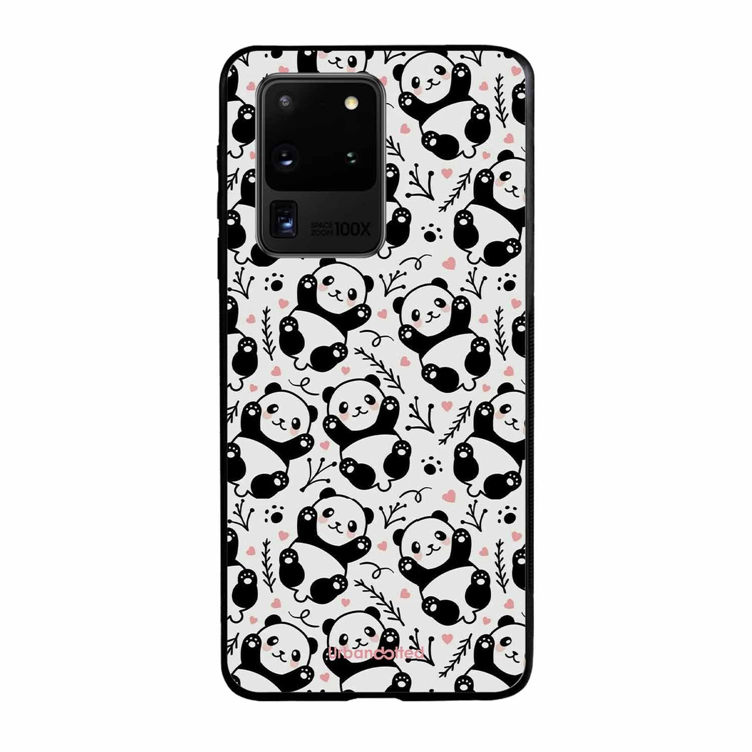 Cute Doodle Panda Glass Case For Samsung S20 Ultra