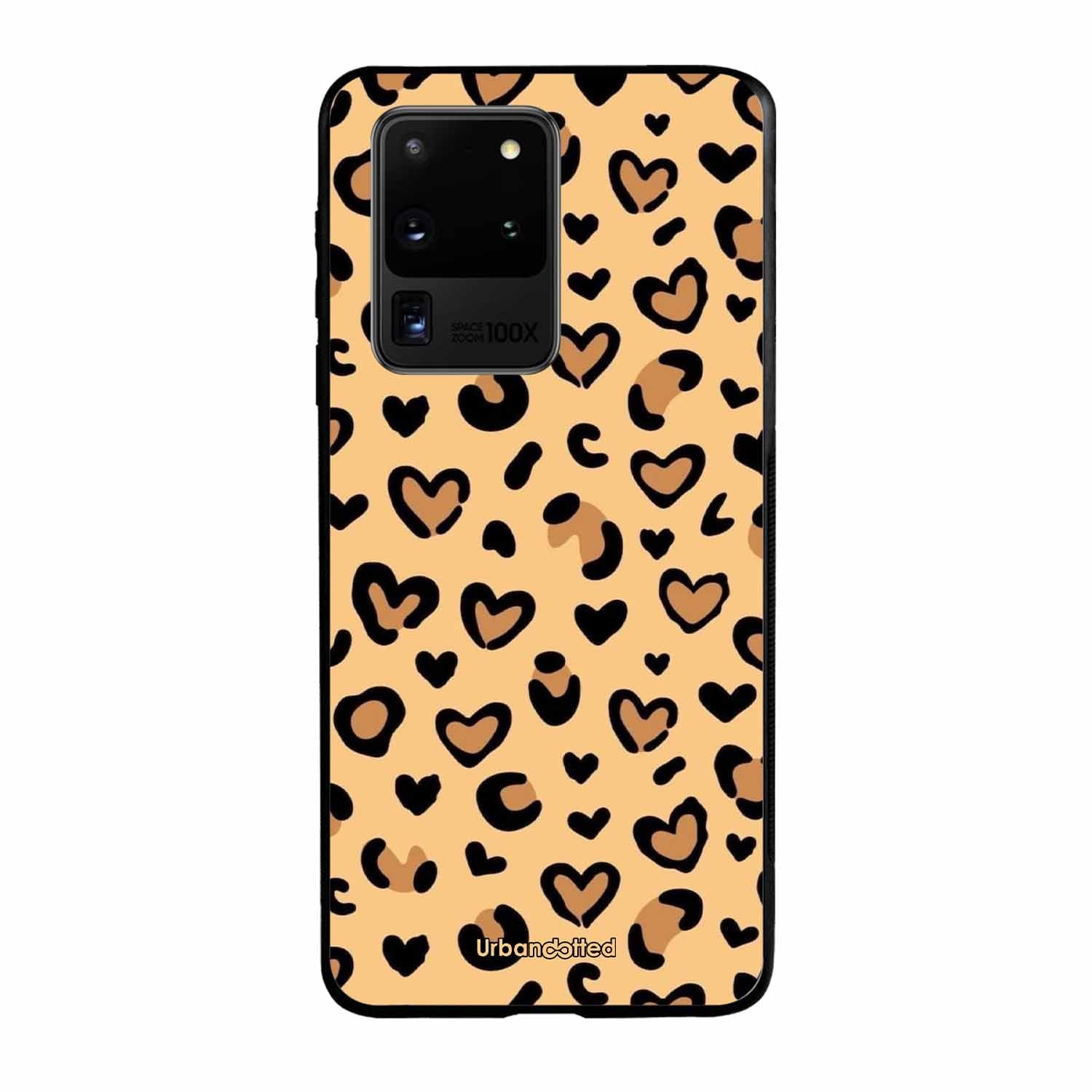 Native Animal Print Hearts Glass Case For Samsung S20 Ultra