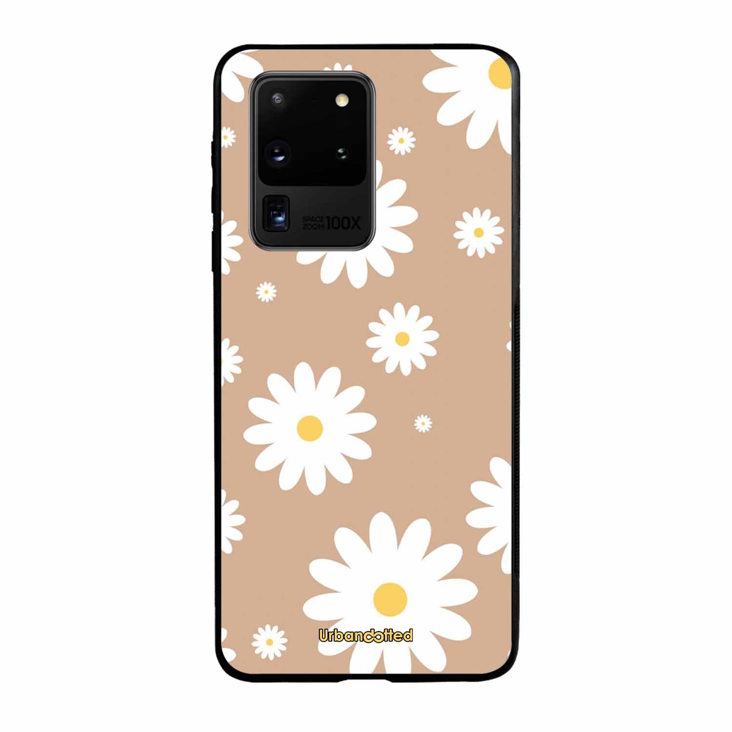 Tan Daisy Field Glass Case For Samsung S20 Ultra