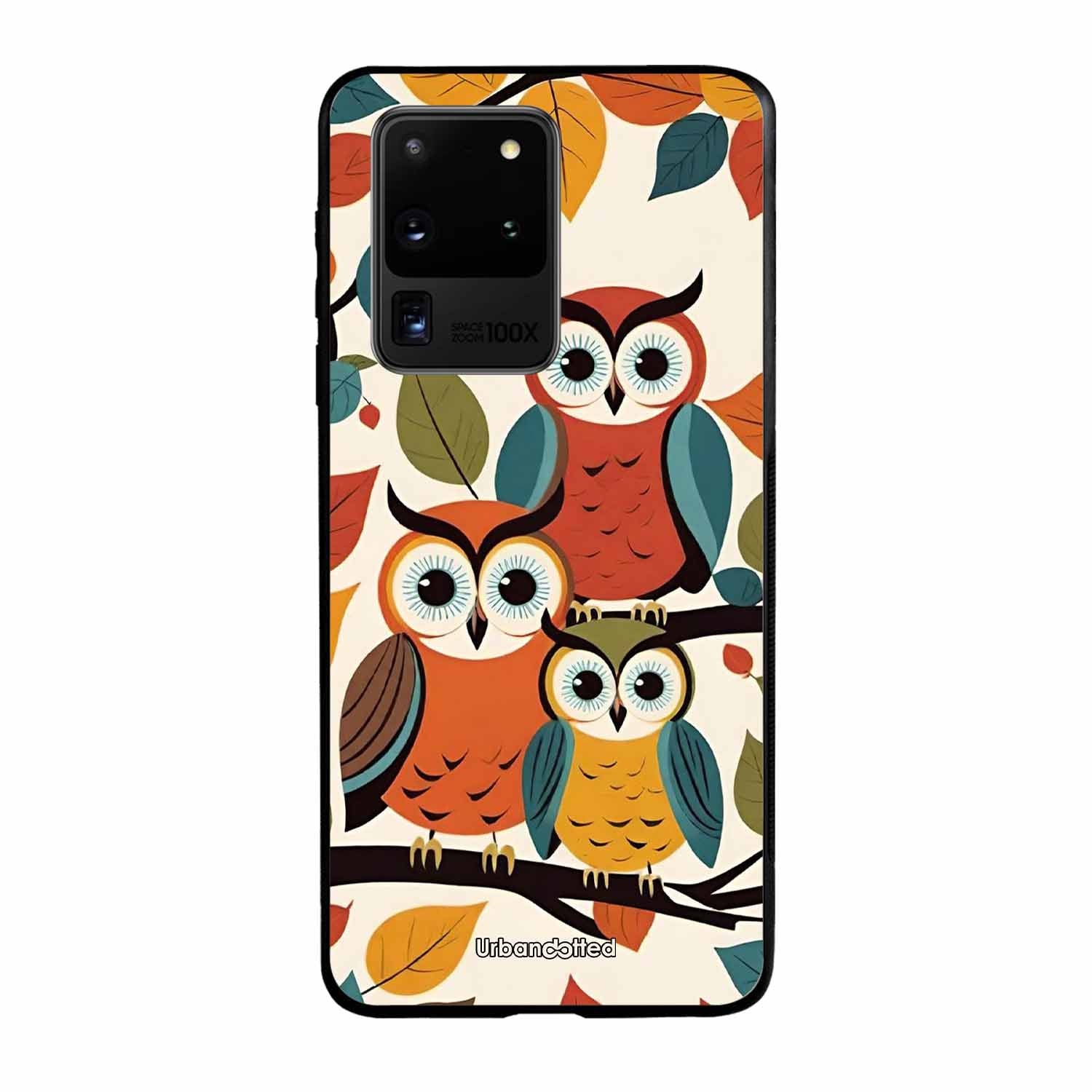 Retro Owl Family Glass Case For Samsung S20 Ultra