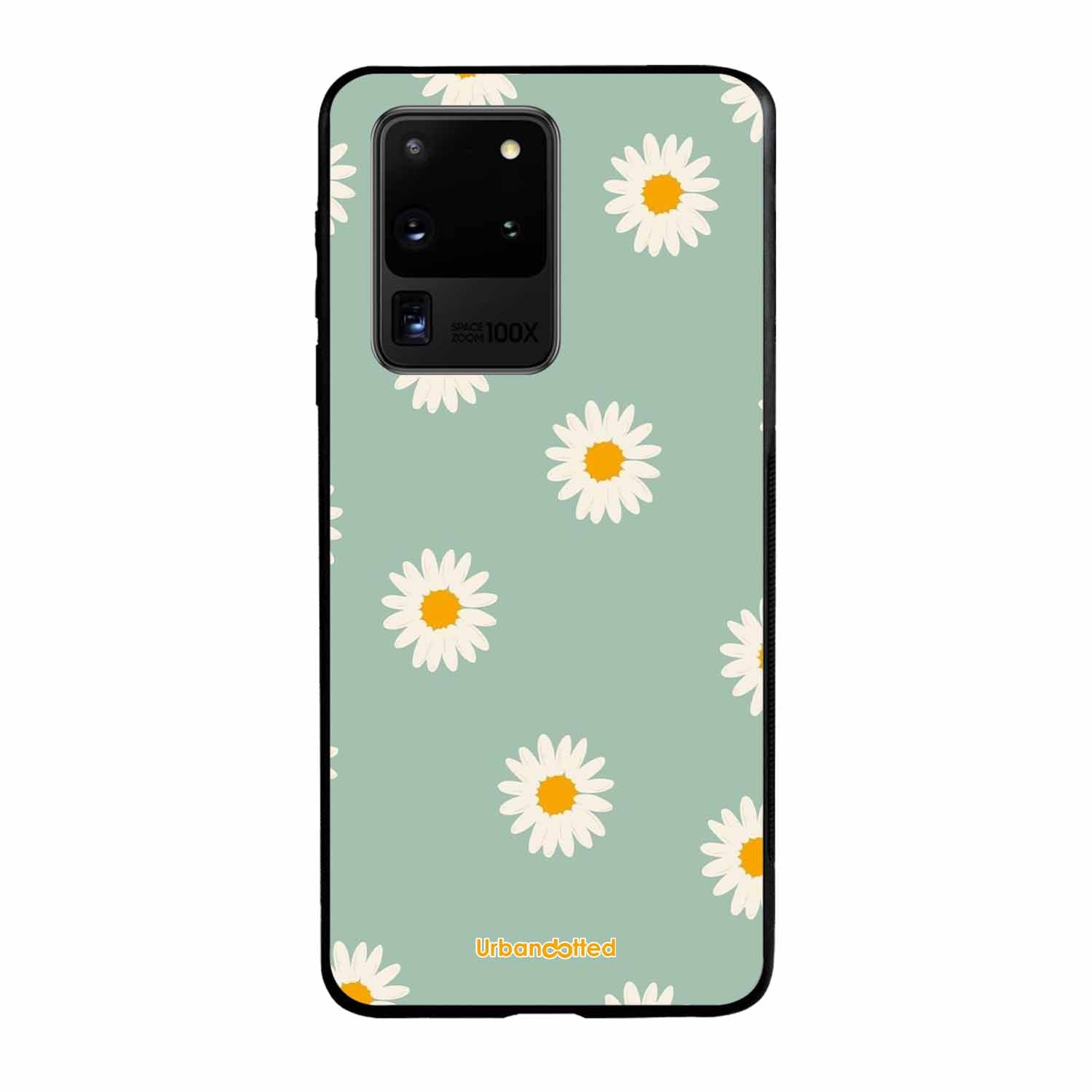 Scattered White Daisies Glass Case For Samsung S20 Ultra