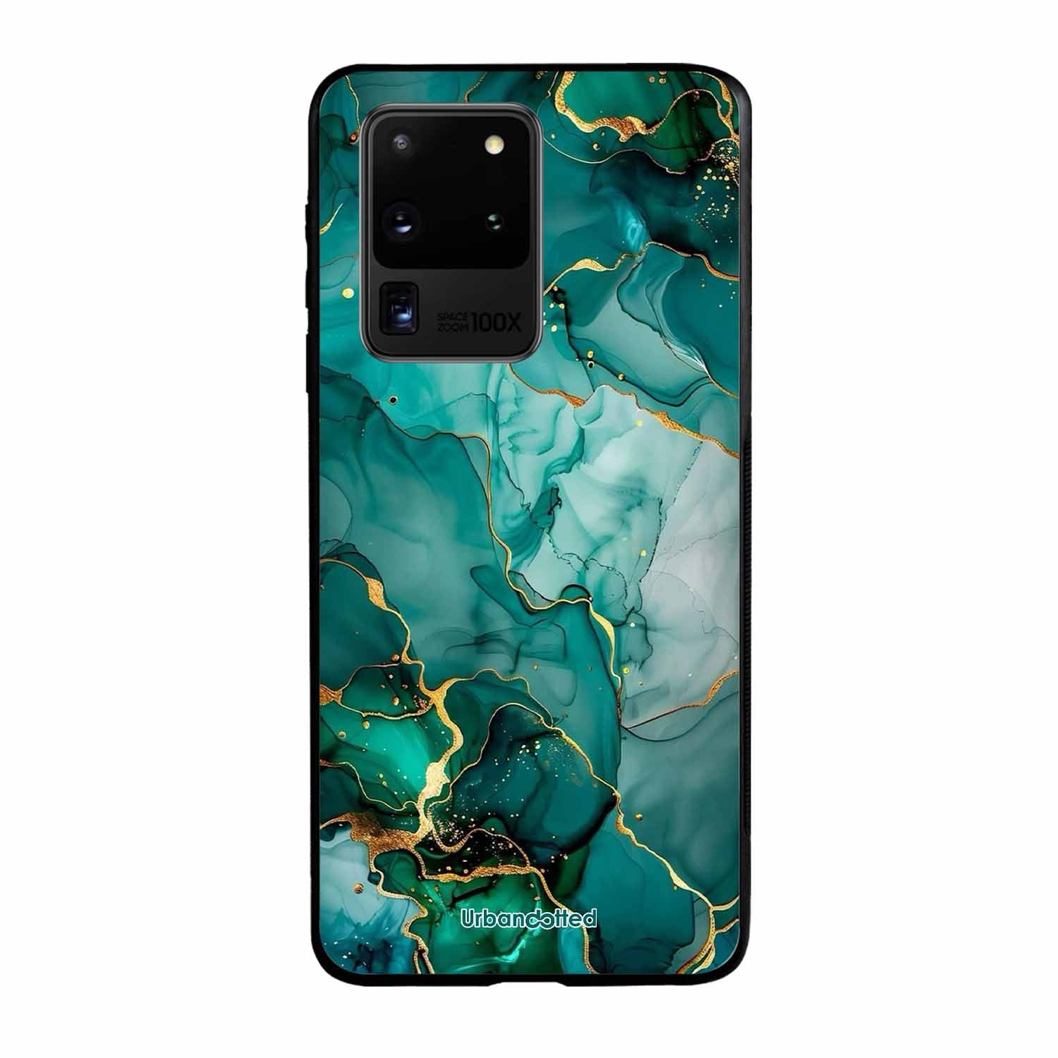 Emerald Green Gold Marble Glass Case For Samsung S20 Ultra