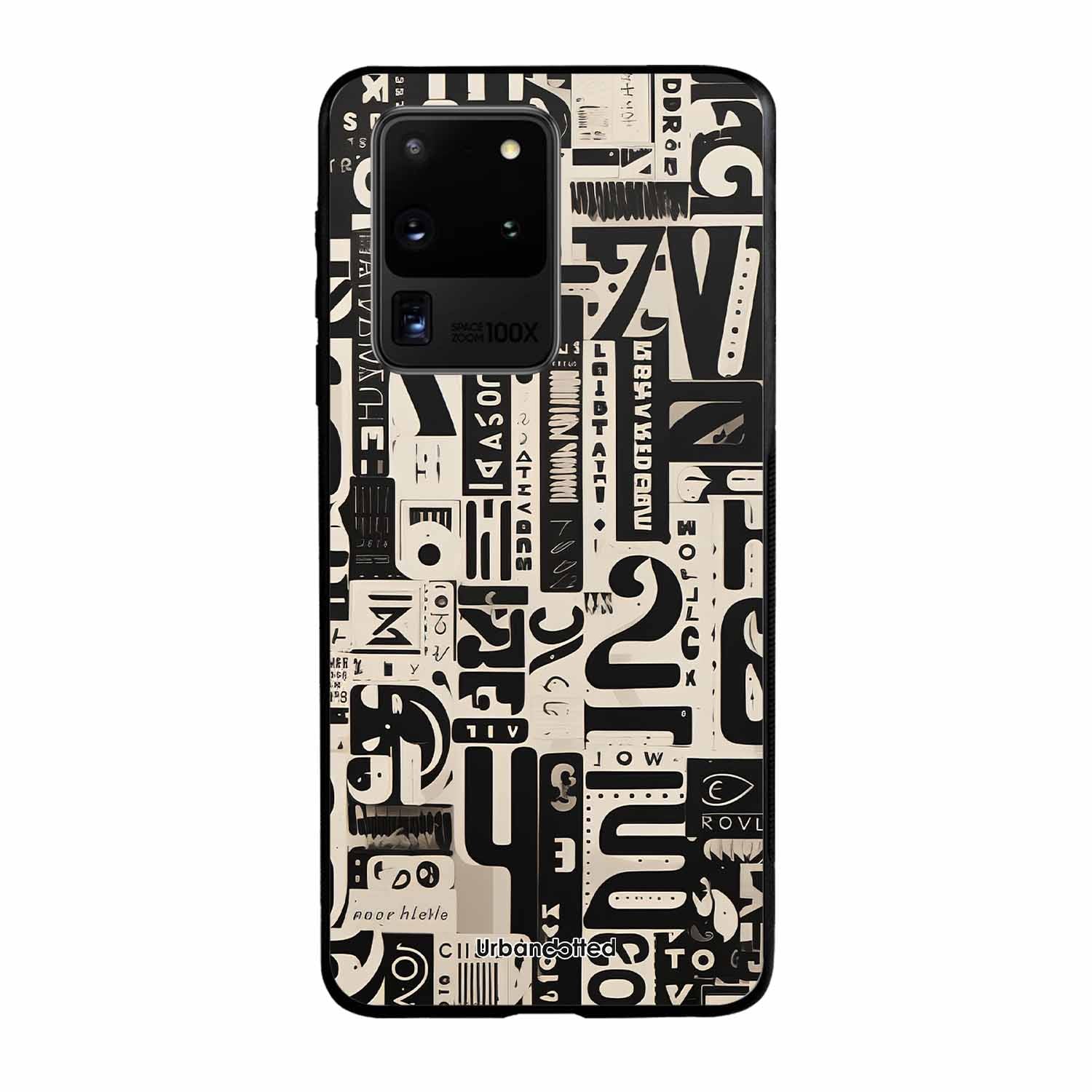 Abstract Typography Collage Glass Case For Samsung S20 Ultra