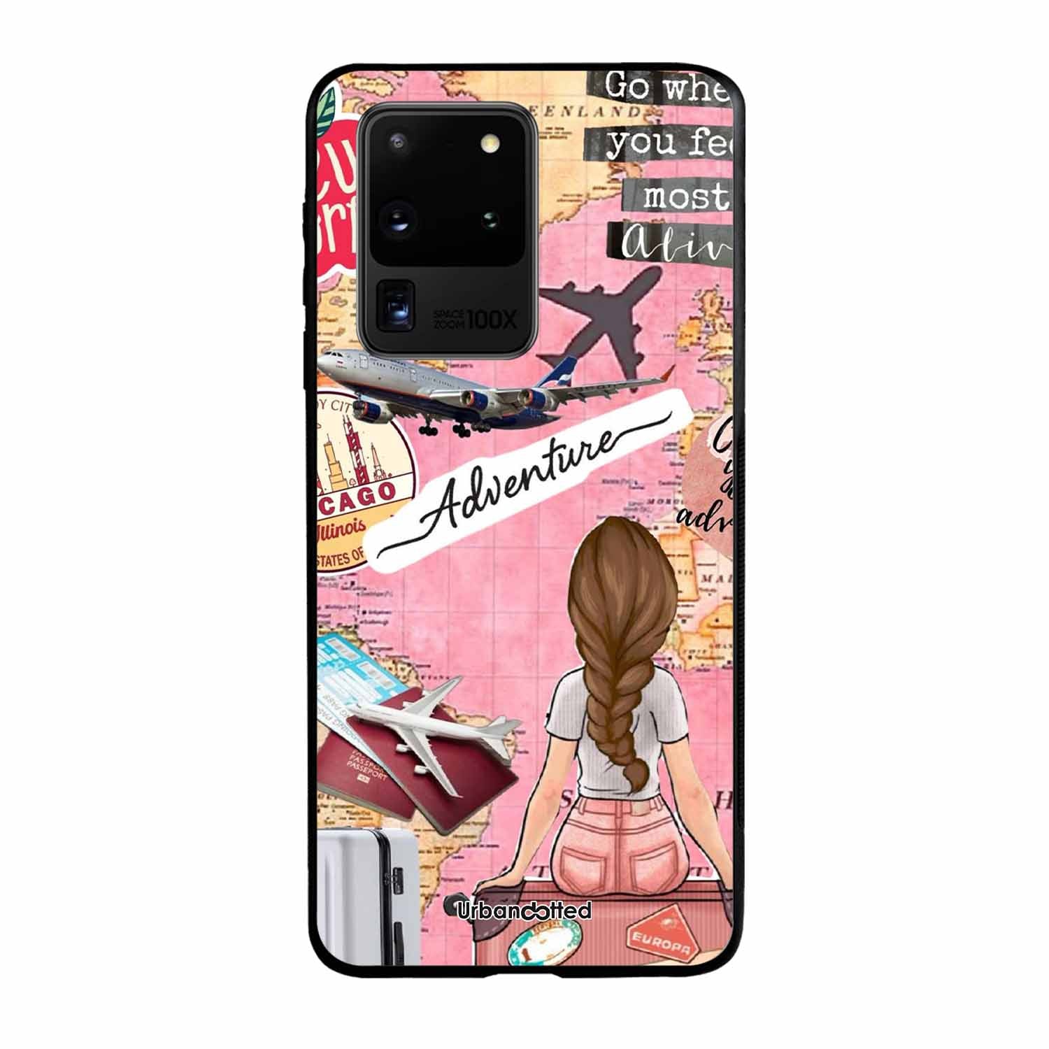 Travel Adventure Map Glass Case For Samsung S20 Ultra