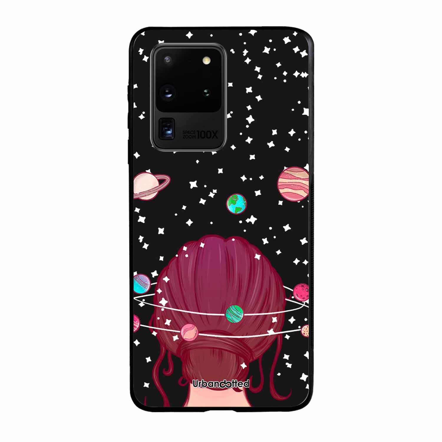 Galactic Hair Space Girl Glass Case For Samsung S20 Ultra
