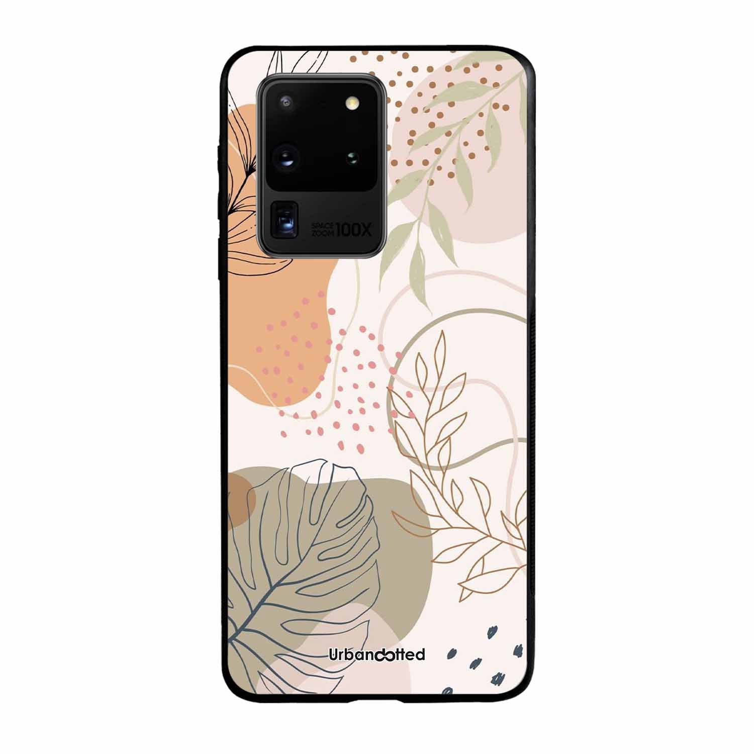 Minimalist Leaf Pattern Glass Case For Samsung S20 Ultra