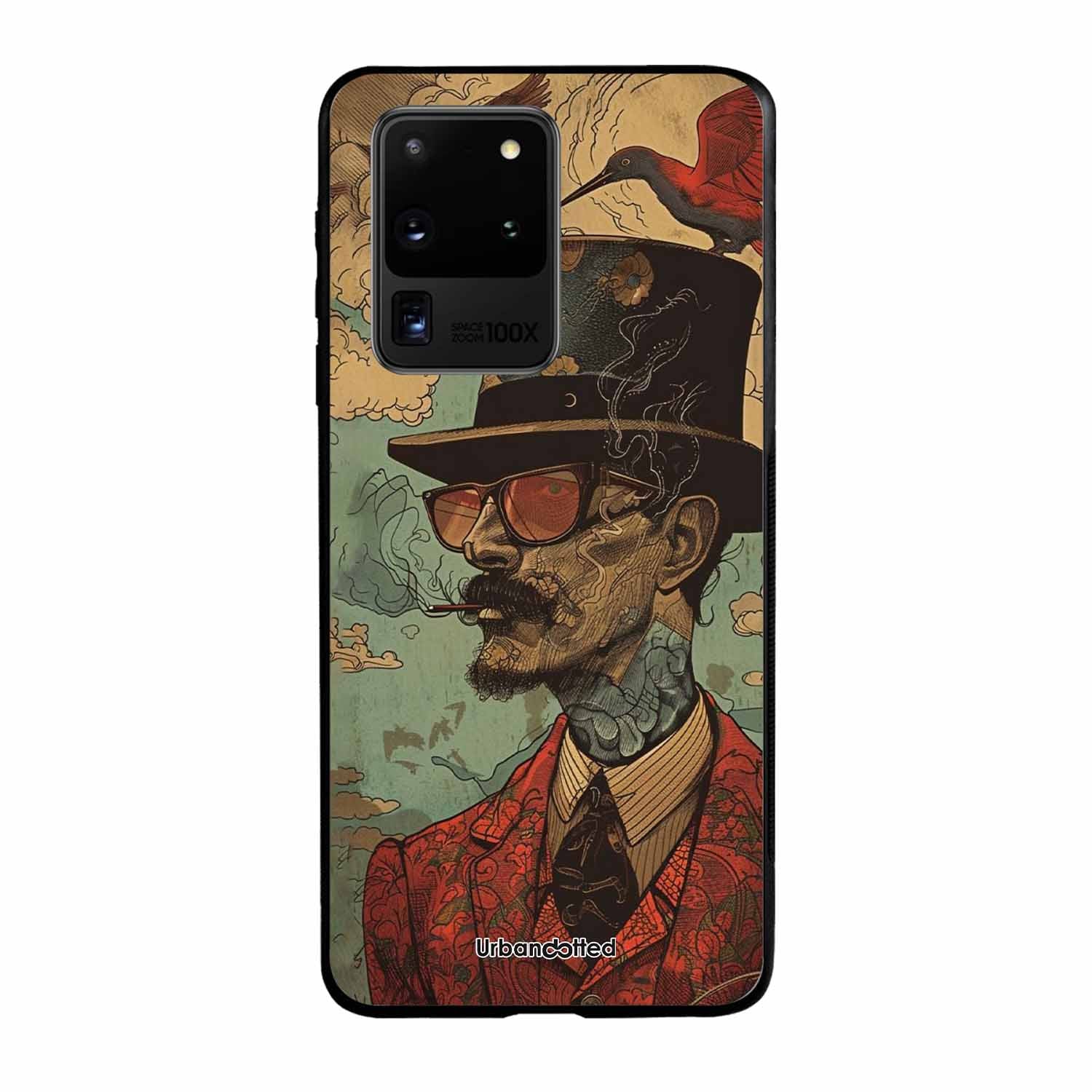 Steampunk Gentleman Smoker Glass Case For Samsung S20 Ultra