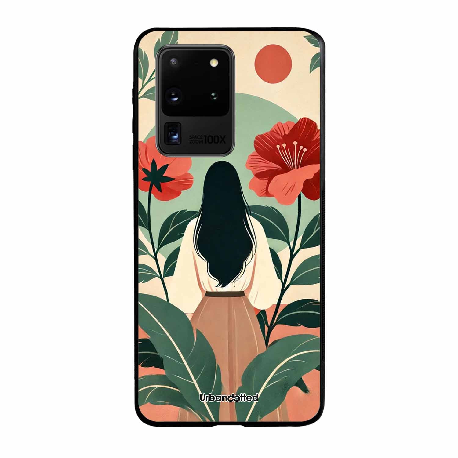 Woman in Floral Garden Glass Case For Samsung S20 Ultra