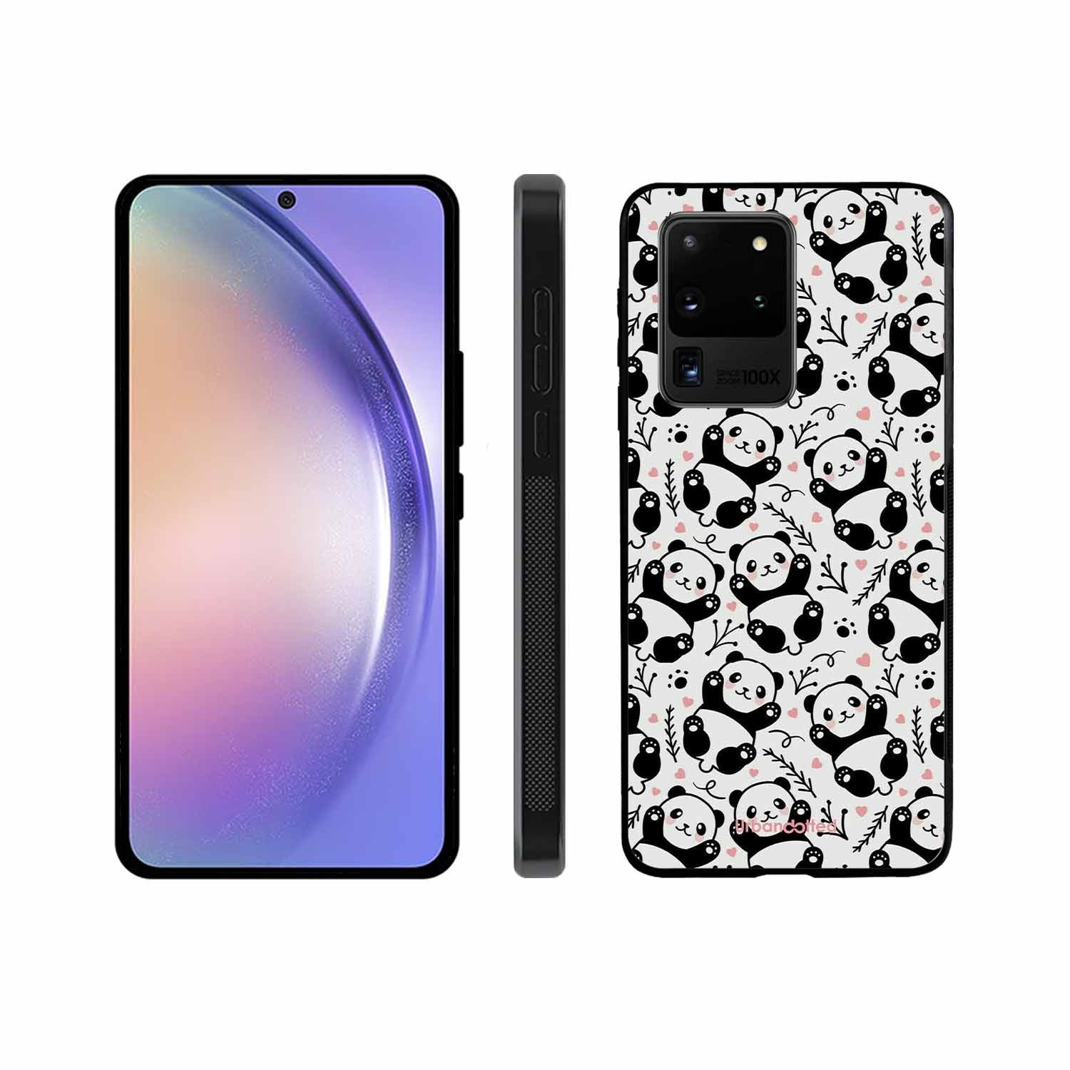 Cute Doodle Panda Glass Case For Samsung S20 Ultra