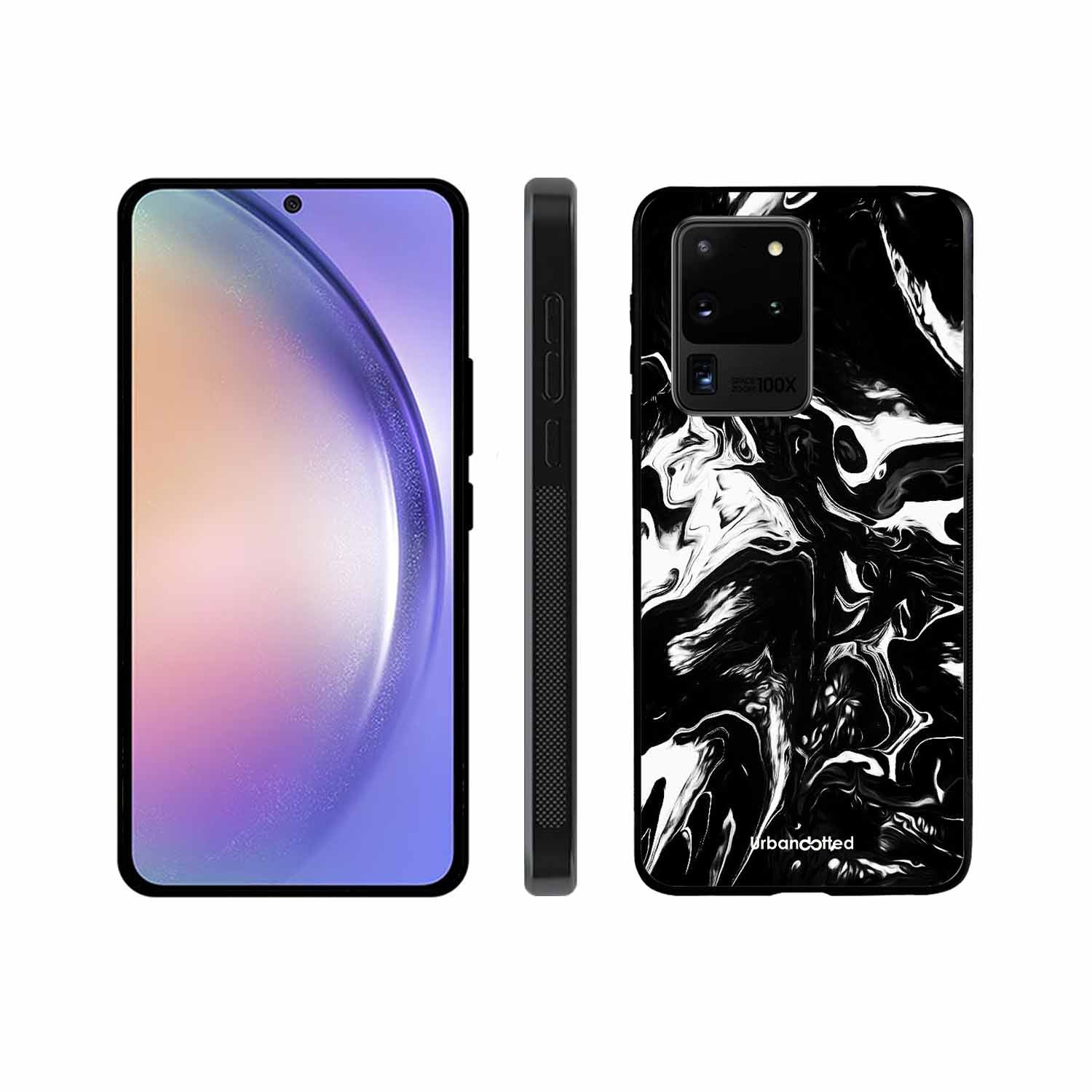Dark Marble Texture Glass Case For Samsung S20 Ultra