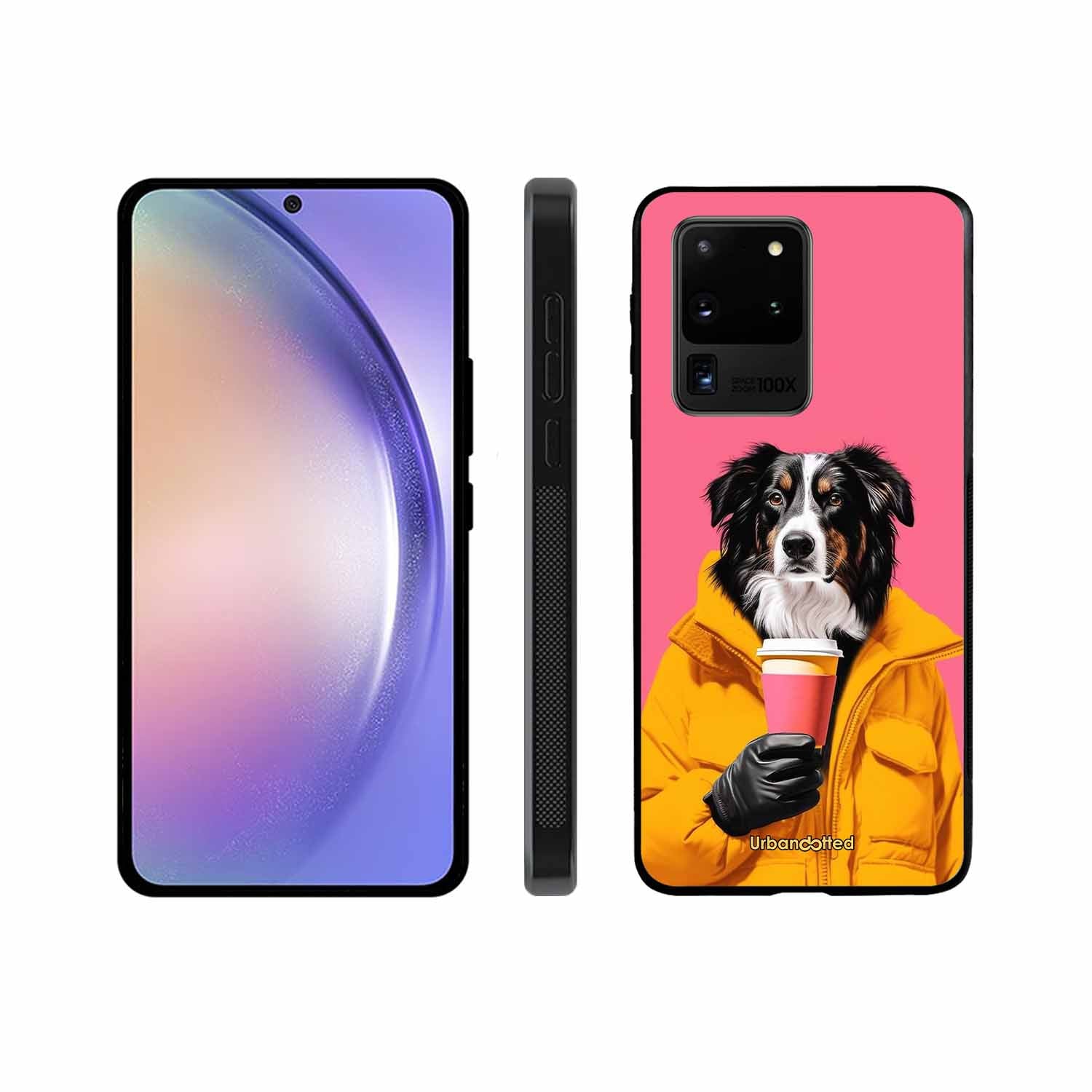 Trendy Dog with Drink Glass Case For Samsung S20 Ultra