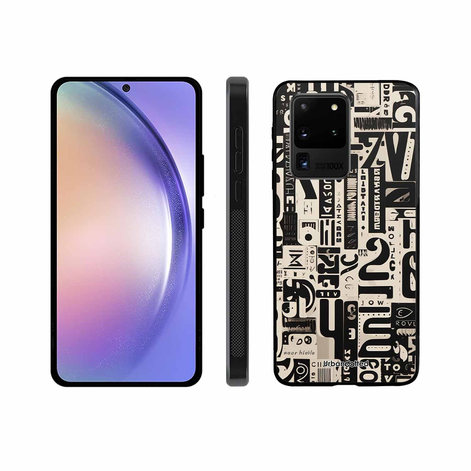 Abstract Typography Collage Glass Case For Samsung S20 Ultra