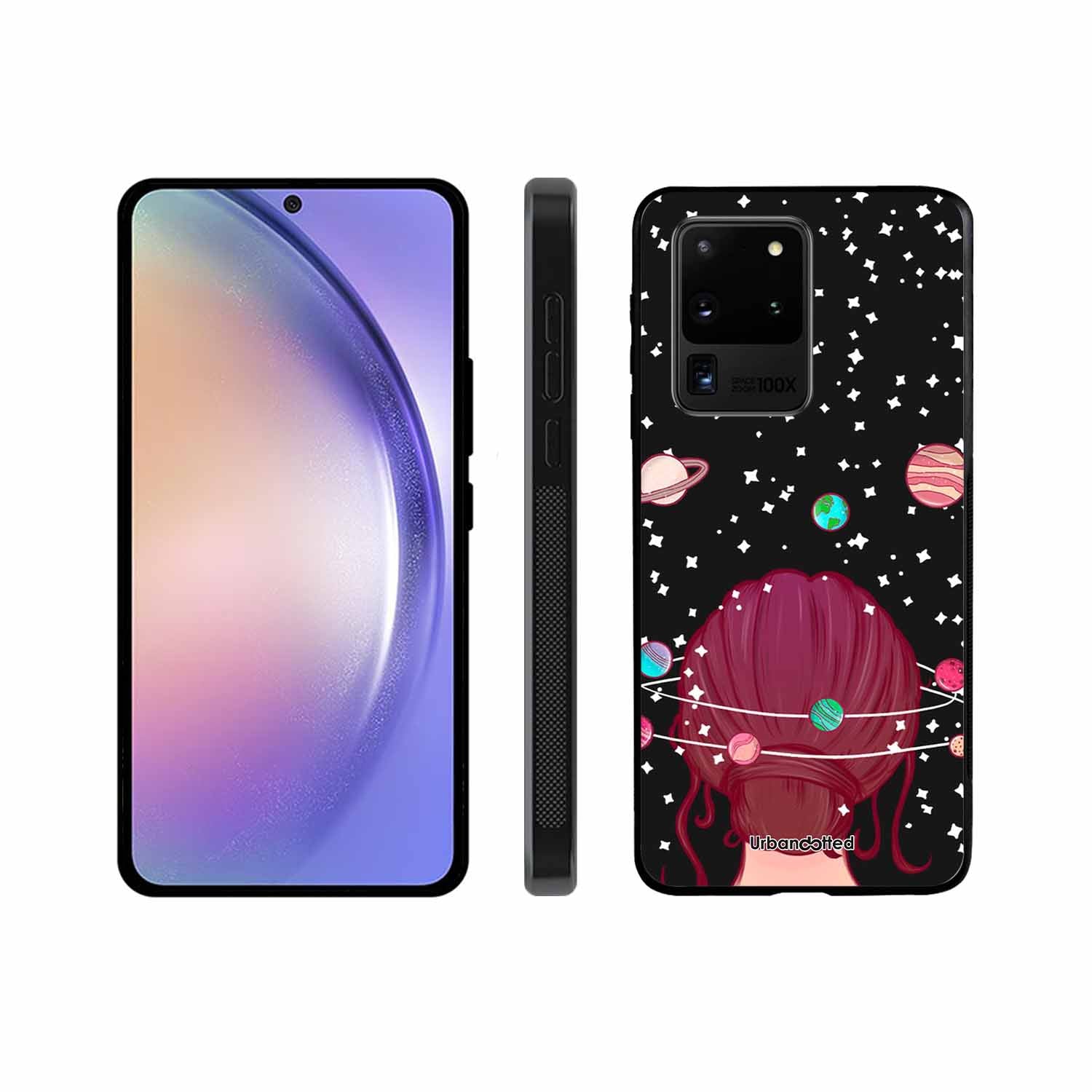 Galactic Hair Space Girl Glass Case For Samsung S20 Ultra