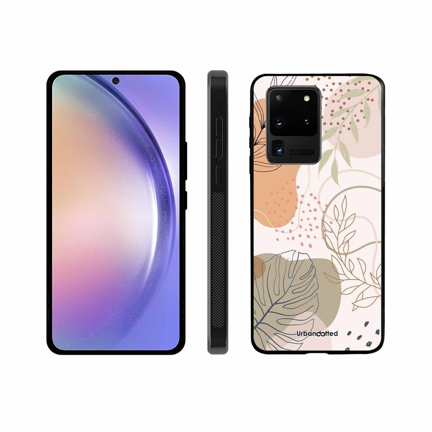 Minimalist Leaf Pattern Glass Case For Samsung S20 Ultra