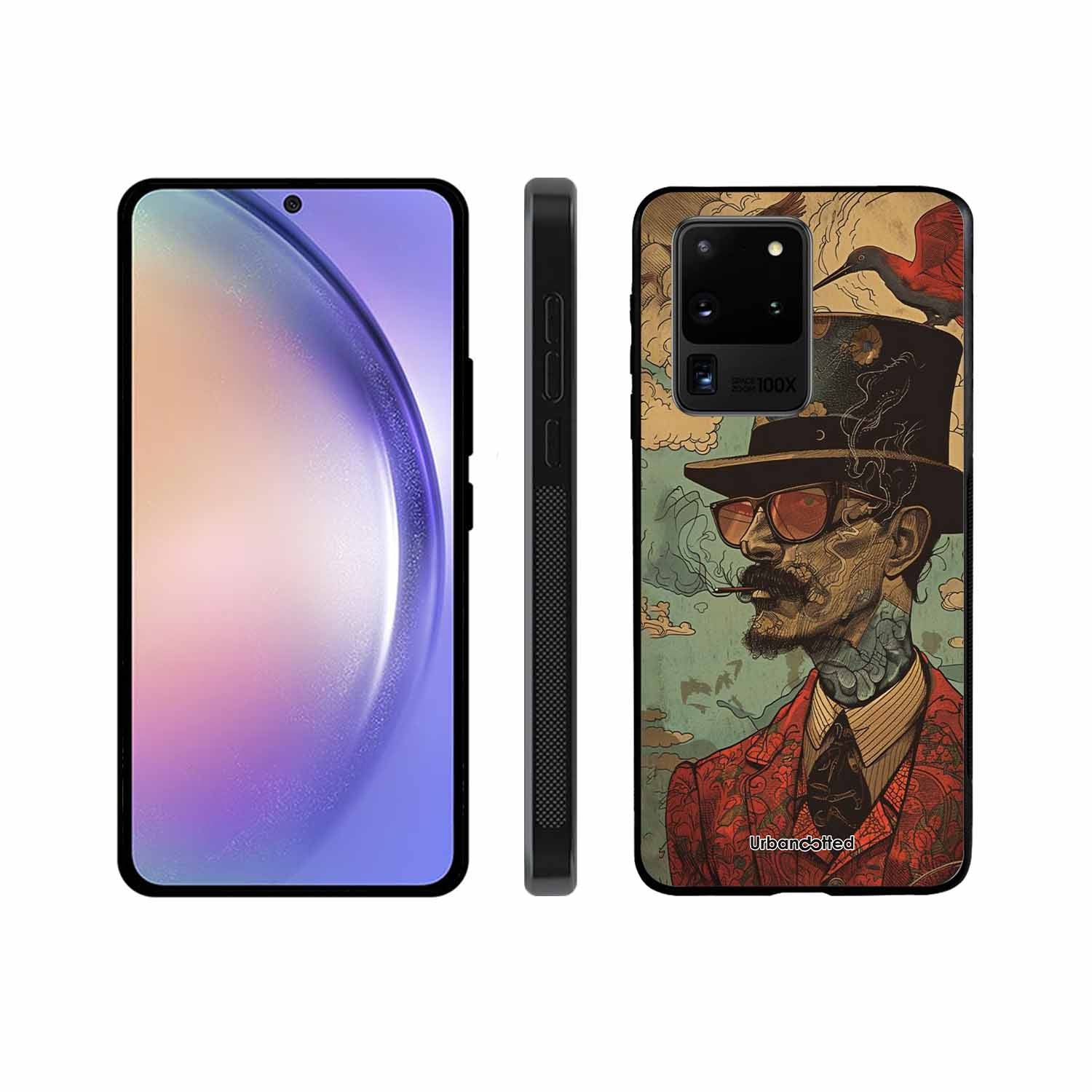 Steampunk Gentleman Smoker Glass Case For Samsung S20 Ultra