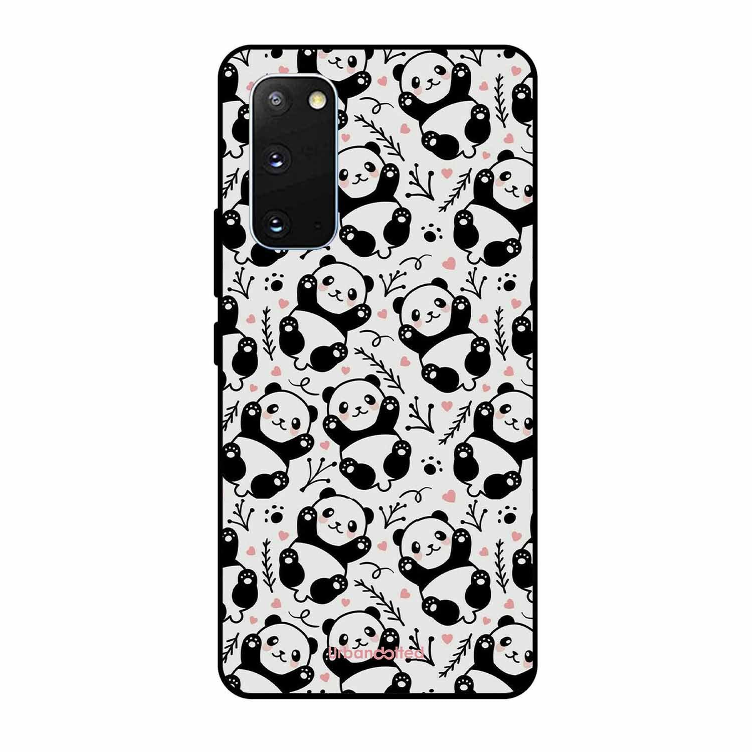 Cute Doodle Panda Glass Case For Samsung S20