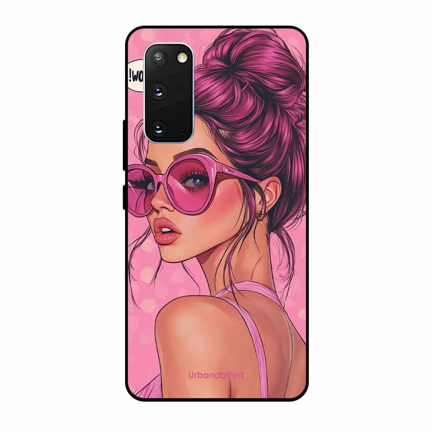 Retro Sunglasses Girl Glass Case For Samsung S20
