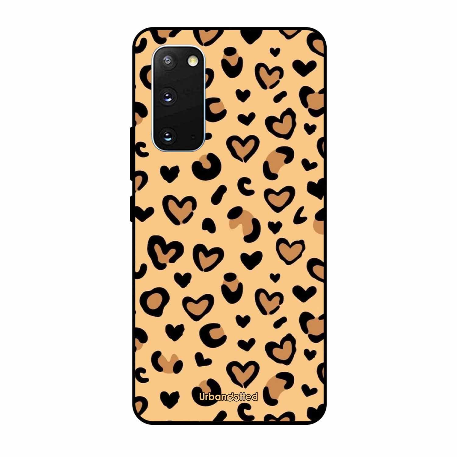 Native Animal Print Hearts Glass Case For Samsung S20