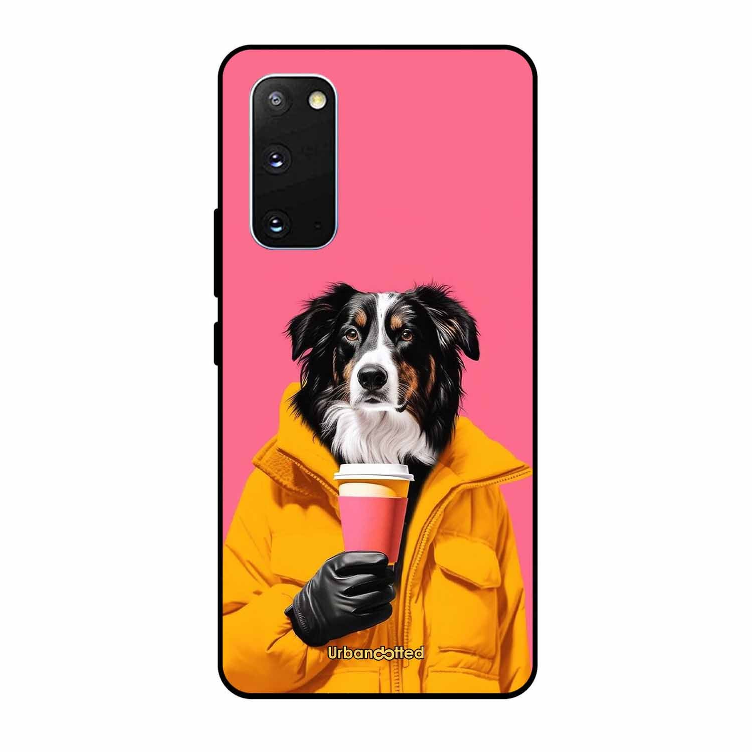 Trendy Dog with Drink Glass Case For Samsung S20