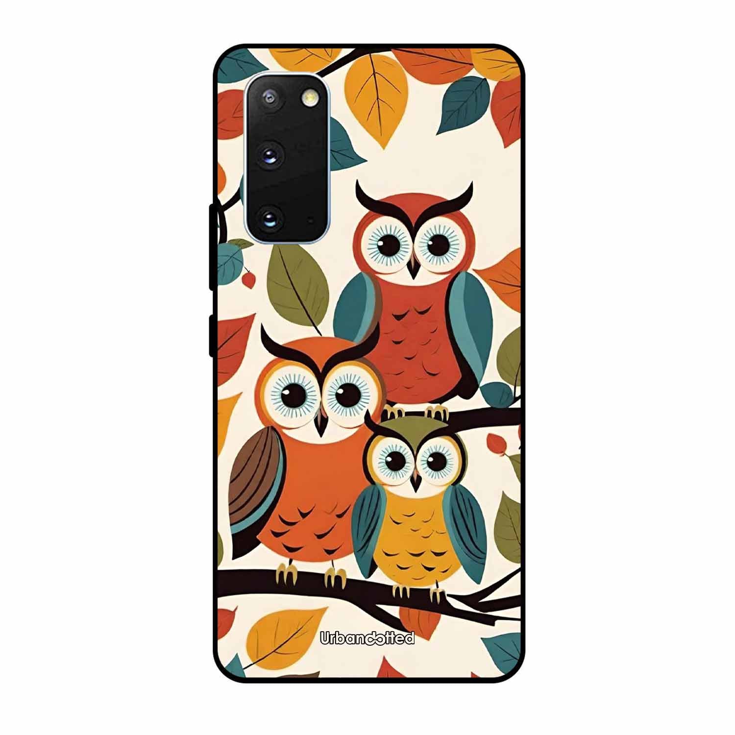 Retro Owl Family Glass Case For Samsung S20
