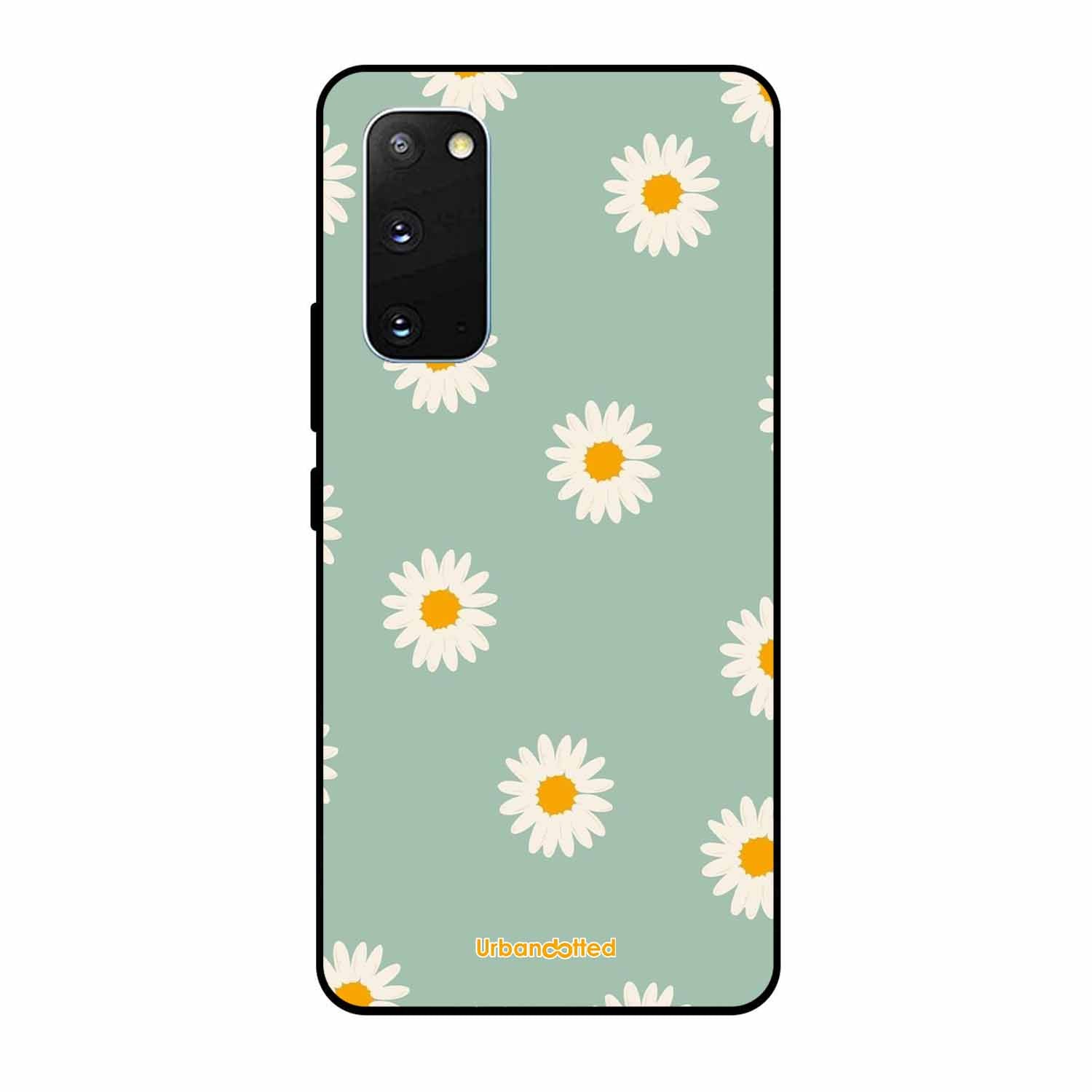 Scattered White Daisies Glass Case For Samsung S20