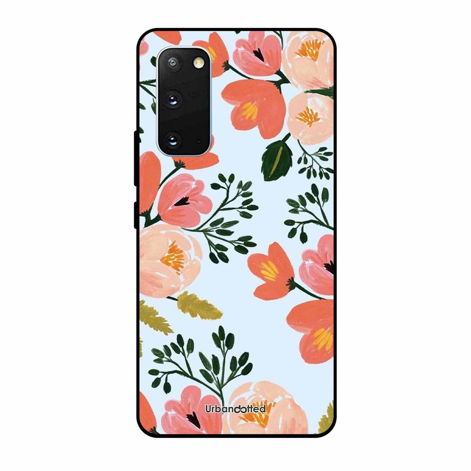 Painted Floral Bouque Glass Case For Samsung S20