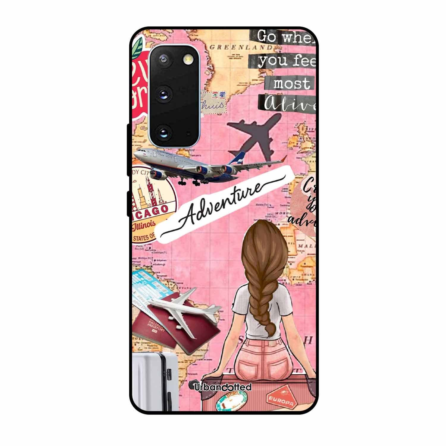 Travel Adventure Map Glass Case For Samsung S20