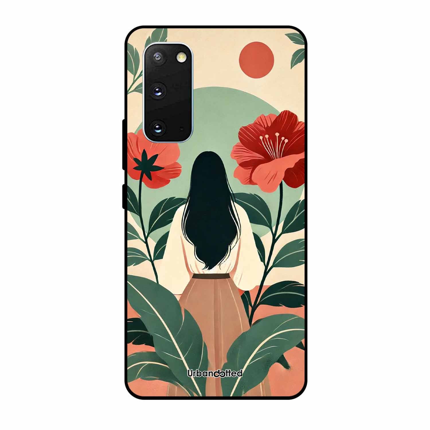 Woman in Floral Garden Glass Case For Samsung S20