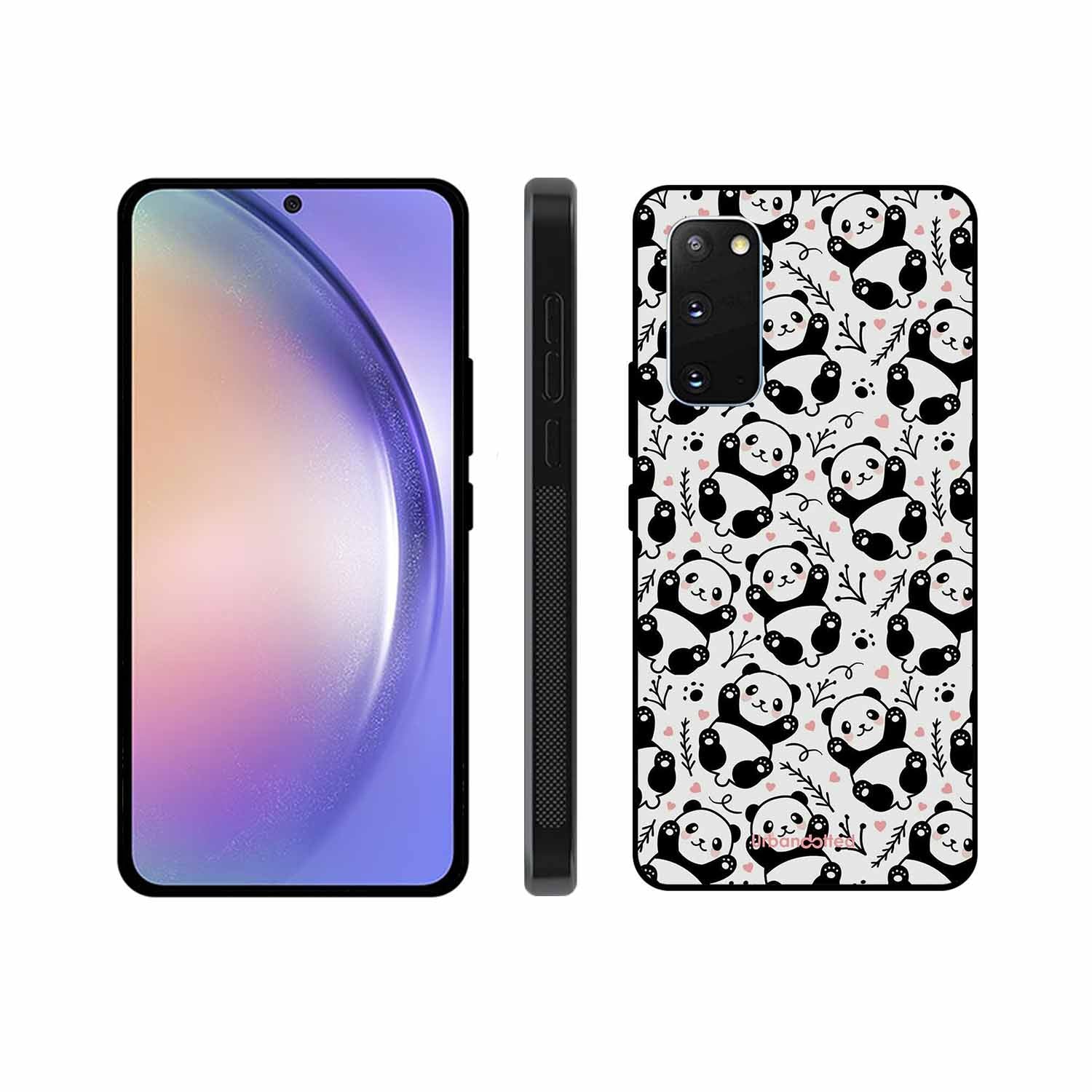 Cute Doodle Panda Glass Case For Samsung S20
