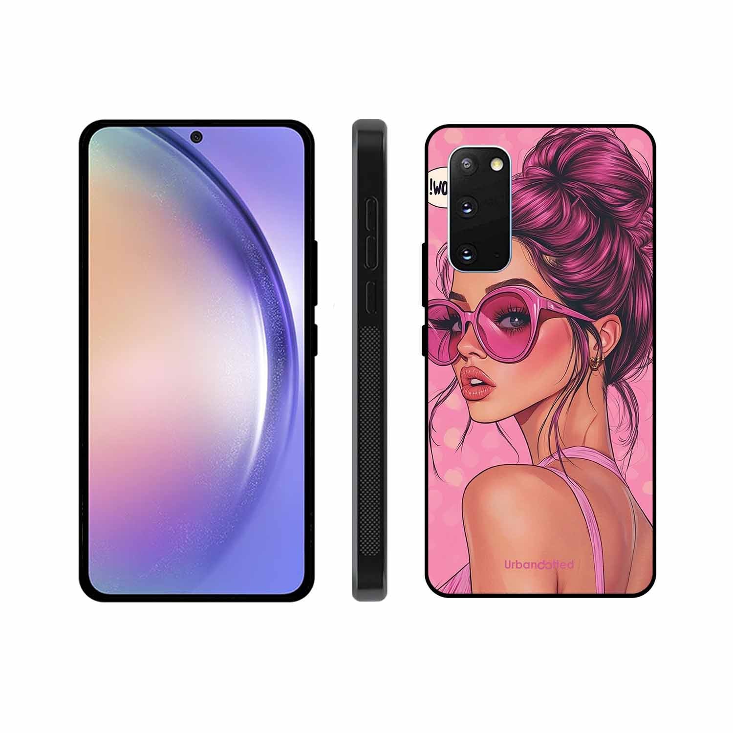 Retro Sunglasses Girl Glass Case For Samsung S20