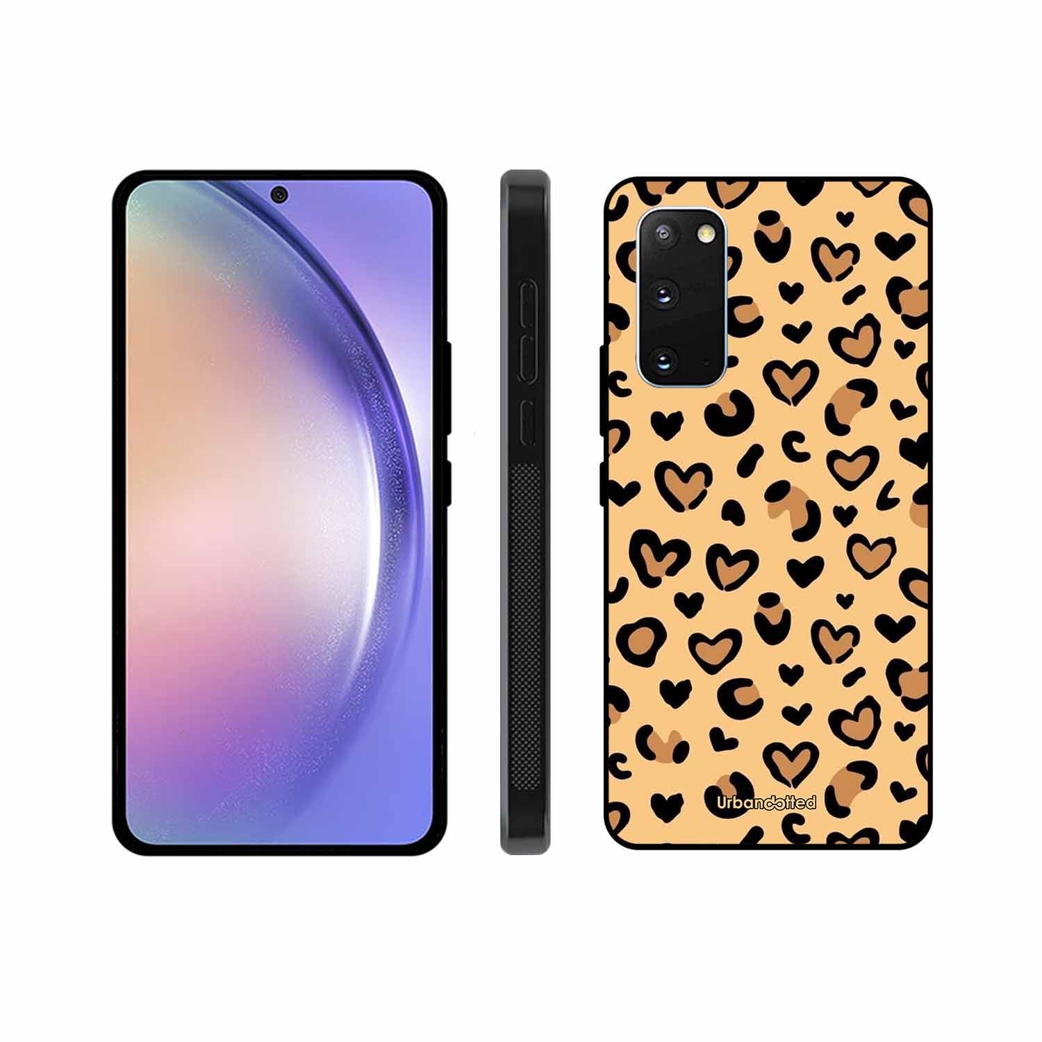 Native Animal Print Hearts Glass Case For Samsung S20