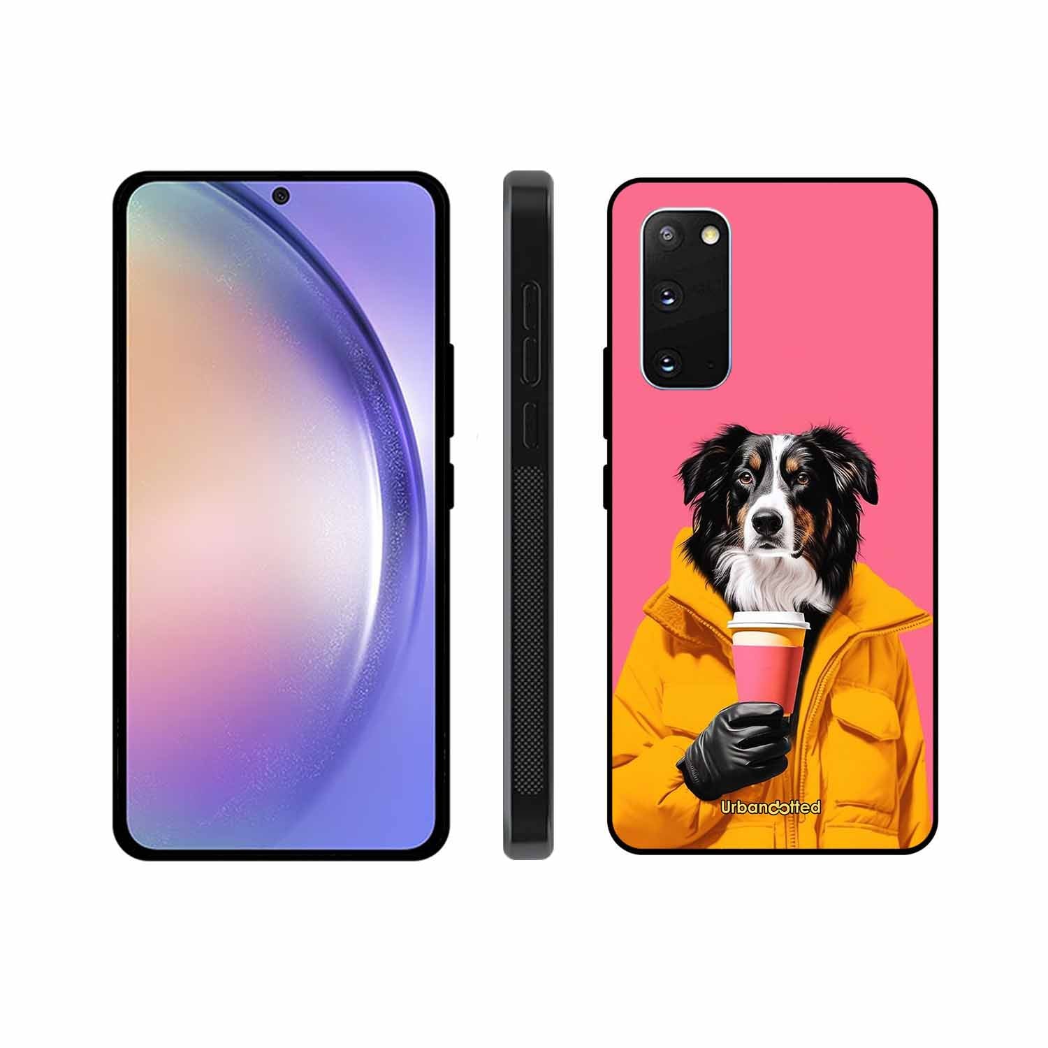 Trendy Dog with Drink Glass Case For Samsung S20