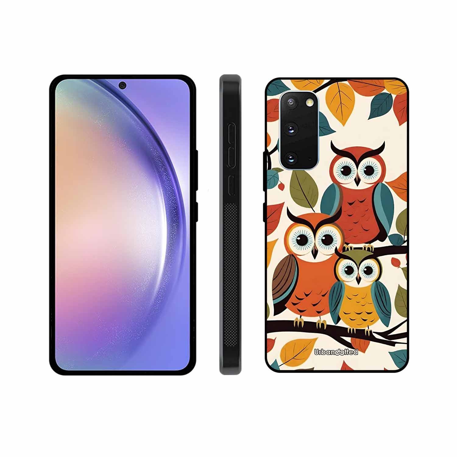 Retro Owl Family Glass Case For Samsung S20