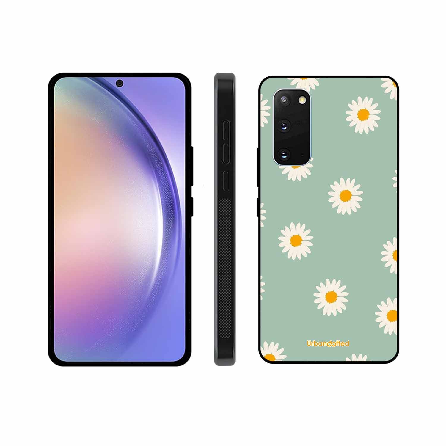 Scattered White Daisies Glass Case For Samsung S20