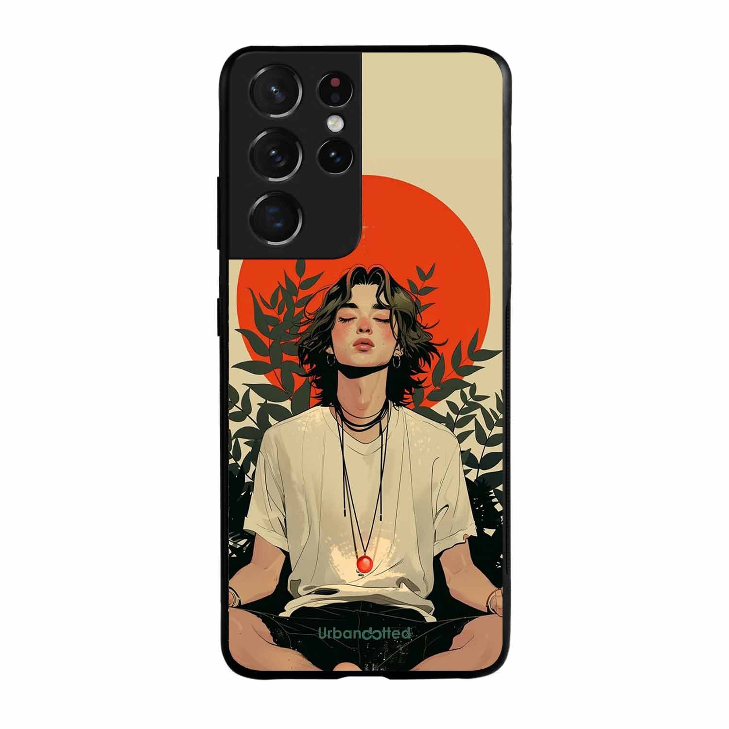 Meditating Figure Glass Case For Samsung S21 Ultra 5G