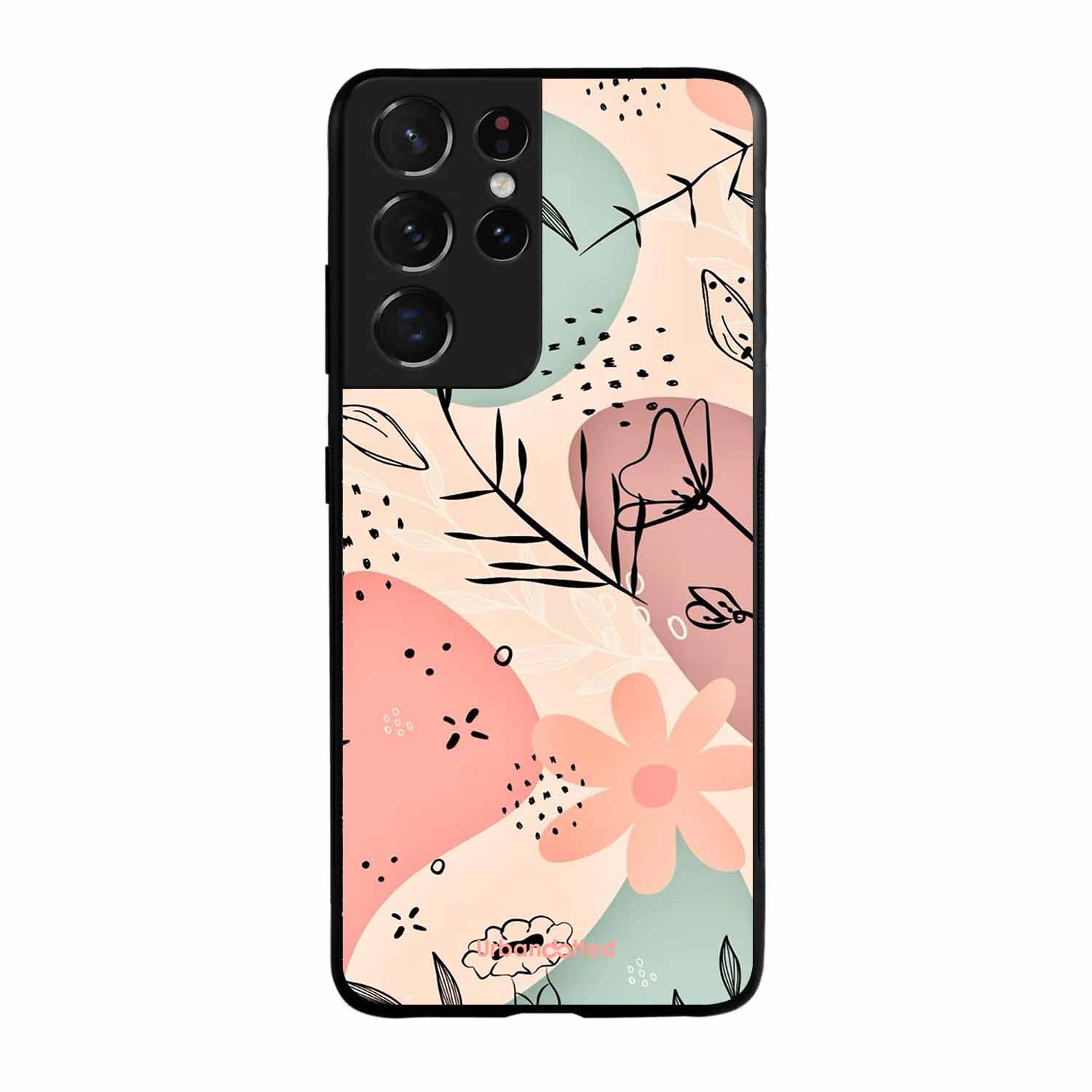 Abstract Floral Glass Case For Samsung S21 Ultra 5G