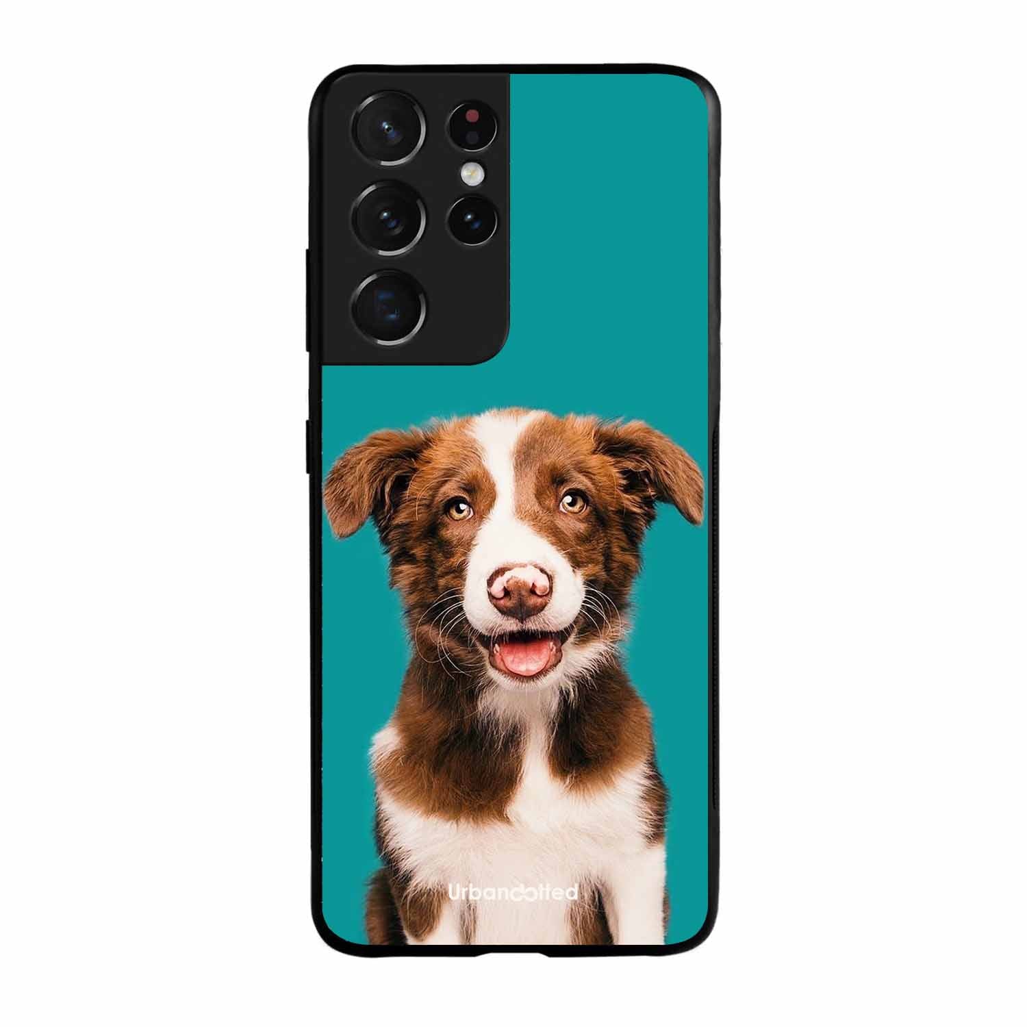 Smiling Dog Portrait Glass Case For Samsung S21 Ultra 5G