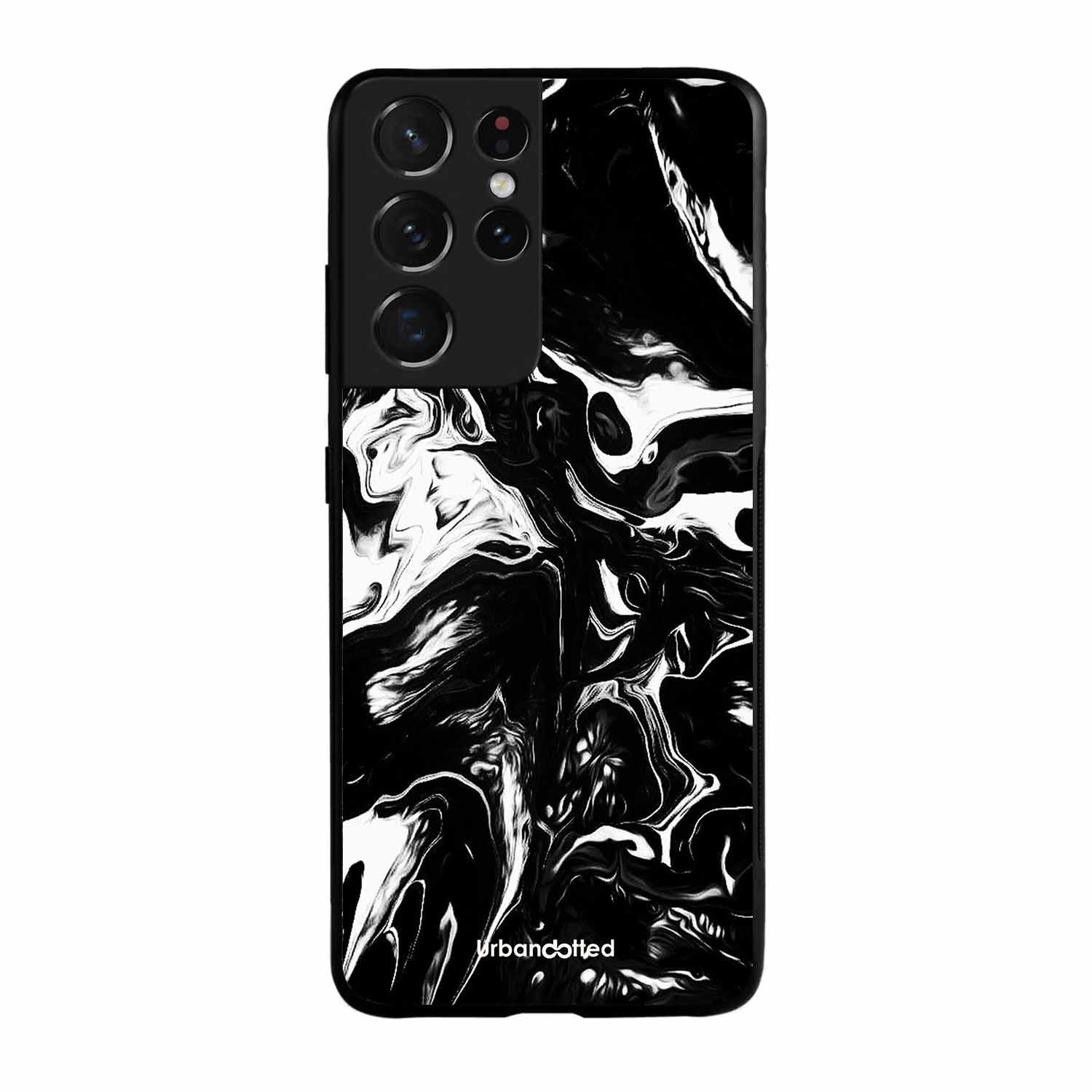Dark Marble Texture Glass Case For Samsung S21 Ultra 5G