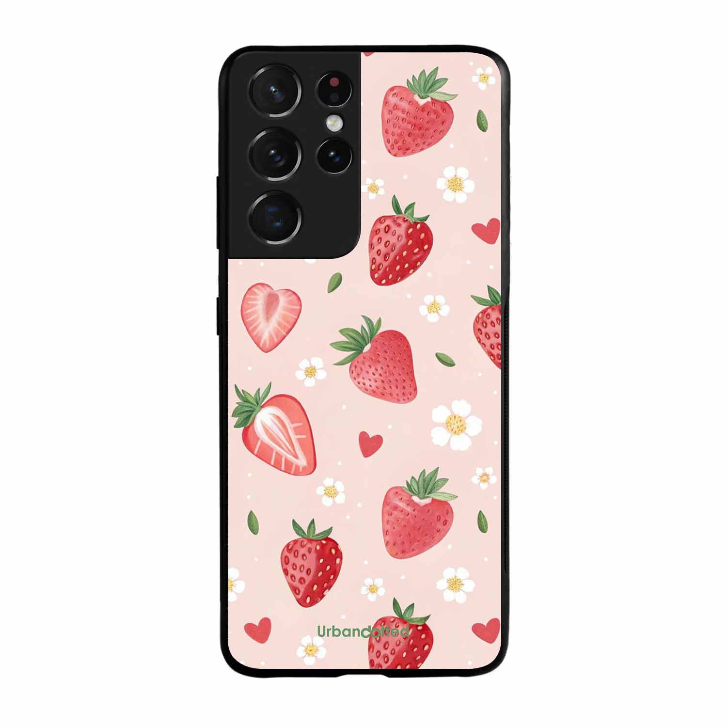 Strawberry Sweetheart Glass Case For Samsung S21 Ultra 5G