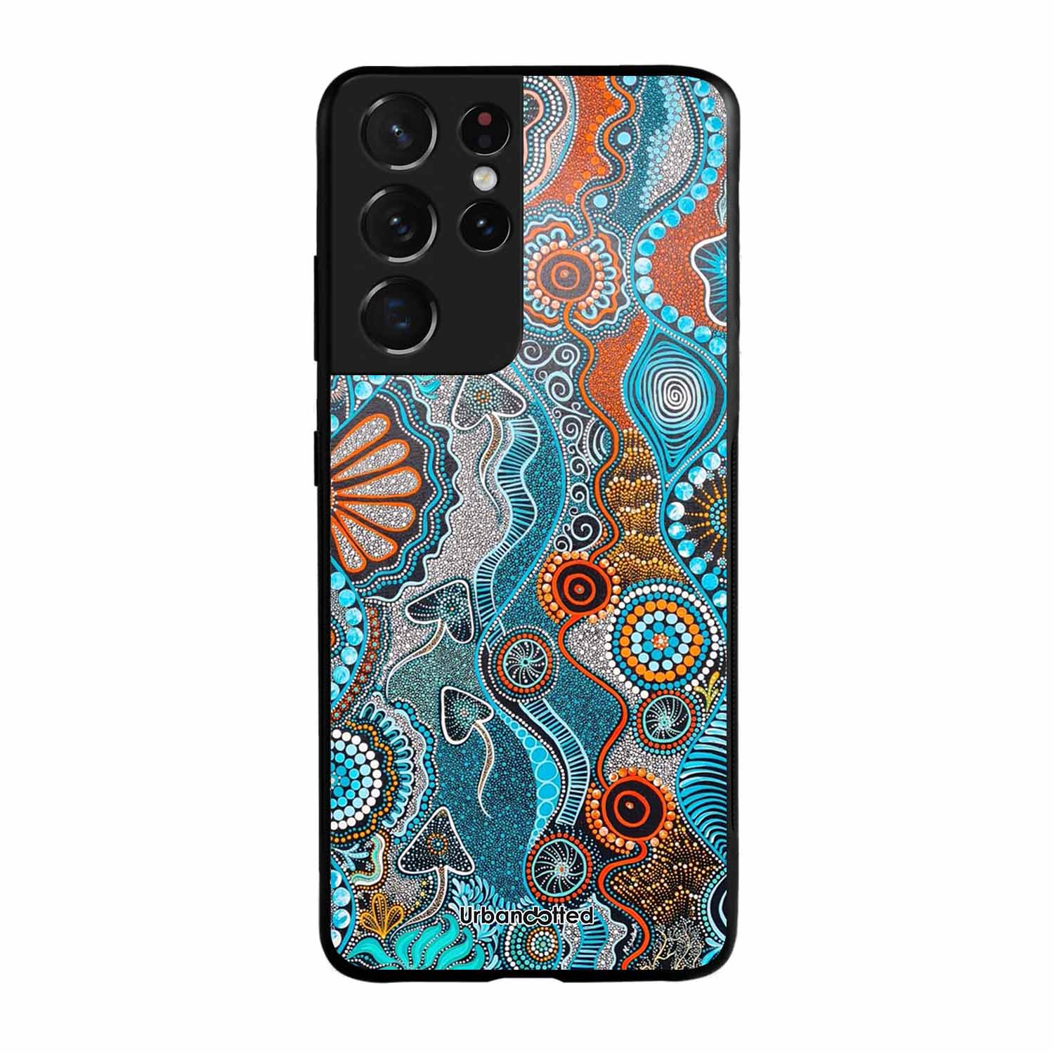 Aboriginal Art Story Glass Case For Samsung S21 Ultra 5G