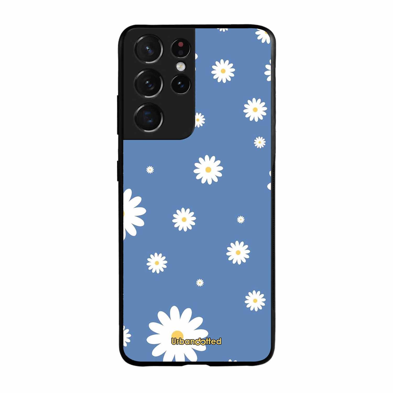 Blue Daisy Meadow Glass Case For Samsung S21 Ultra 5G