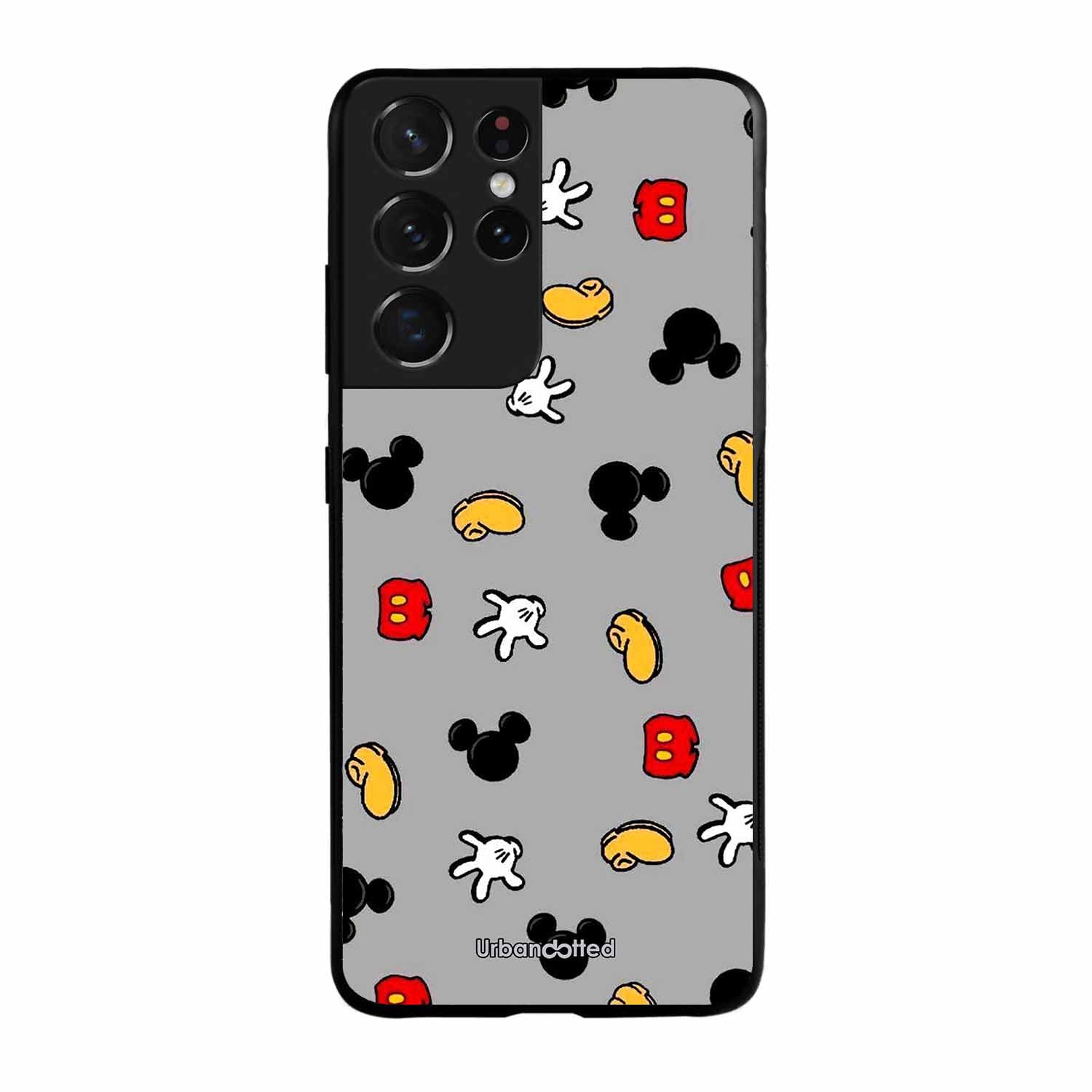 Whimsical Mouse Pattern Glass Case For Samsung S21 Ultra 5G