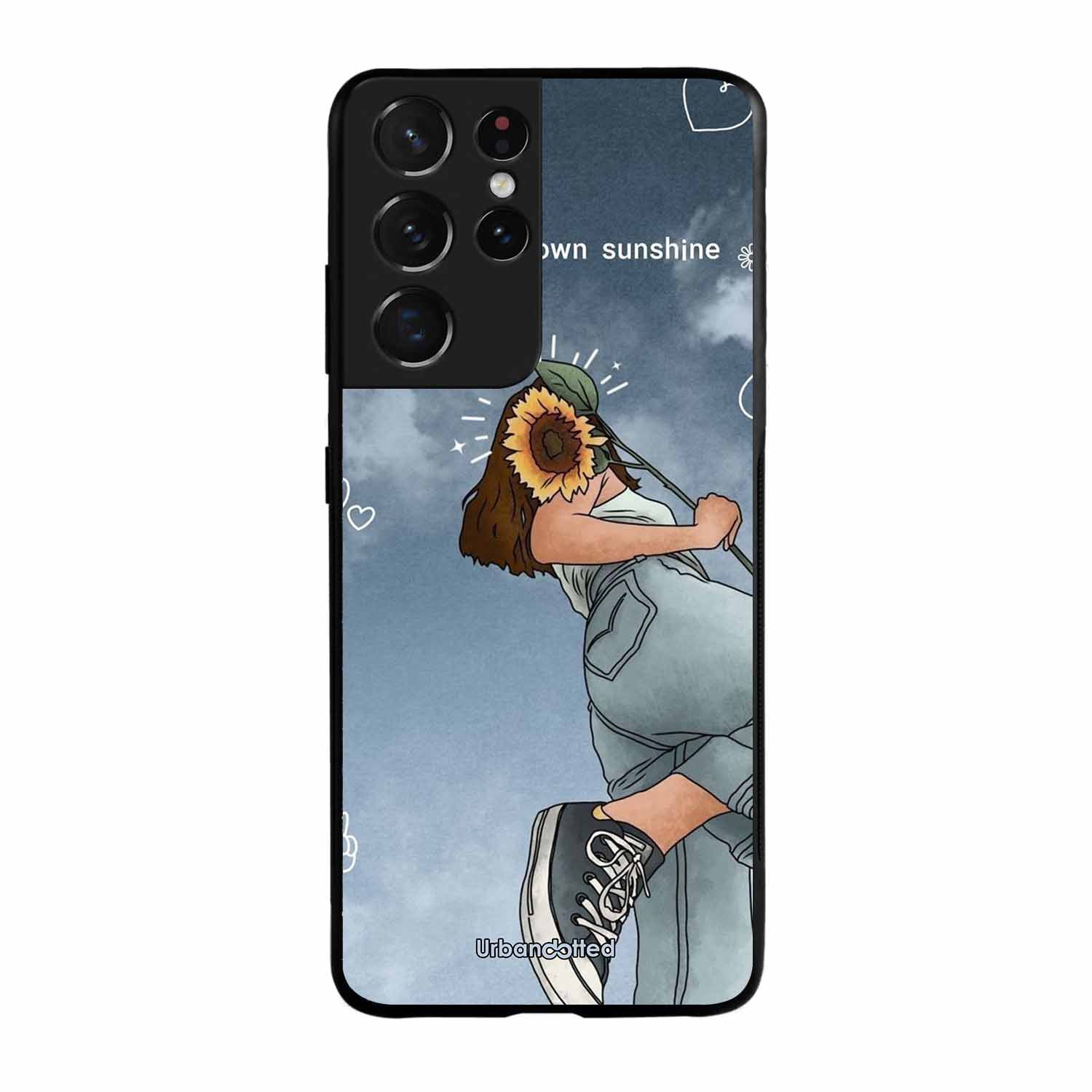 Girl with Sunflower Crown Glass Case For Samsung S21 Ultra 5G